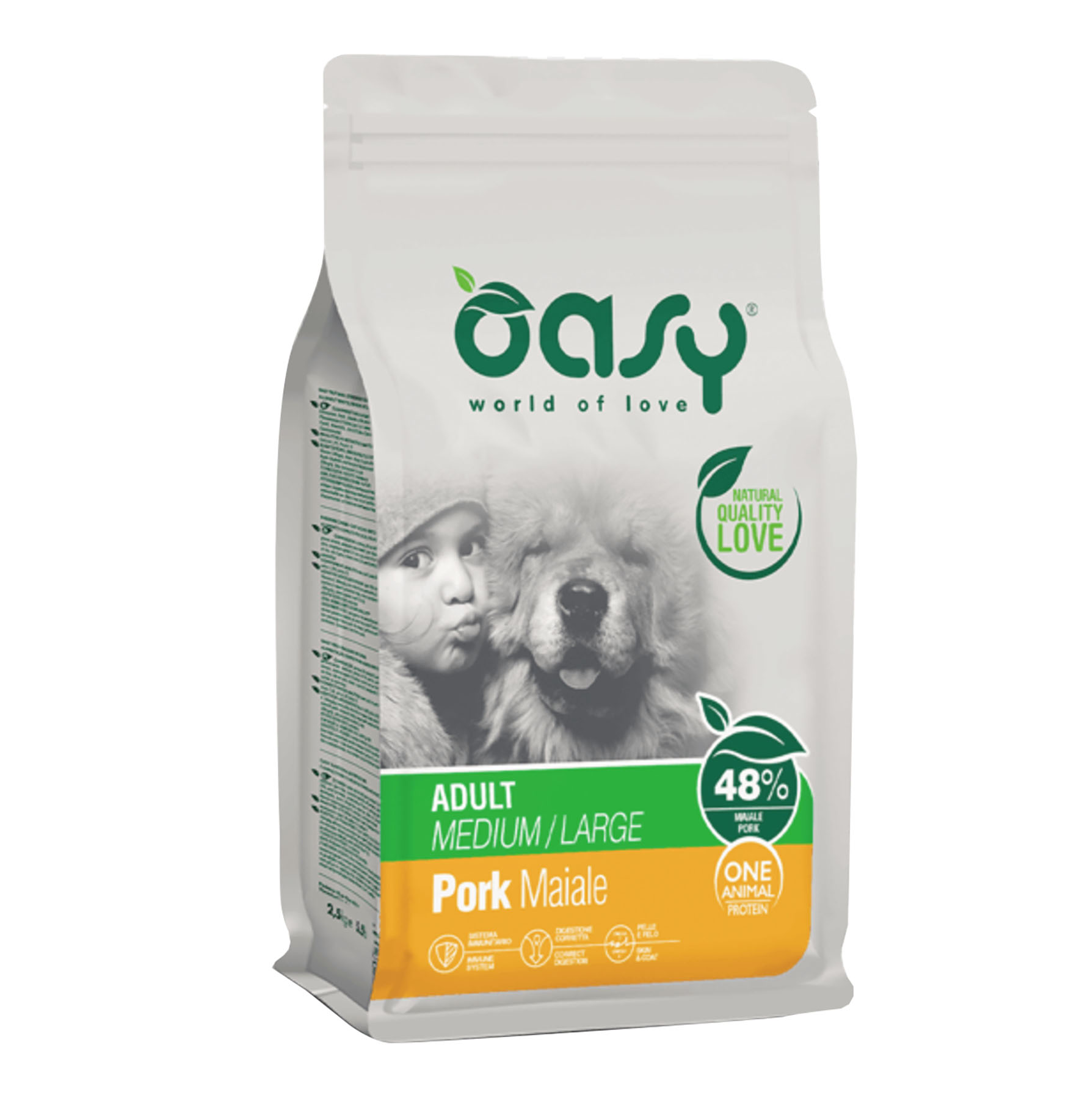 Oasy Dry Dog OAP Adult Medium/Large - Porc, 12 kg