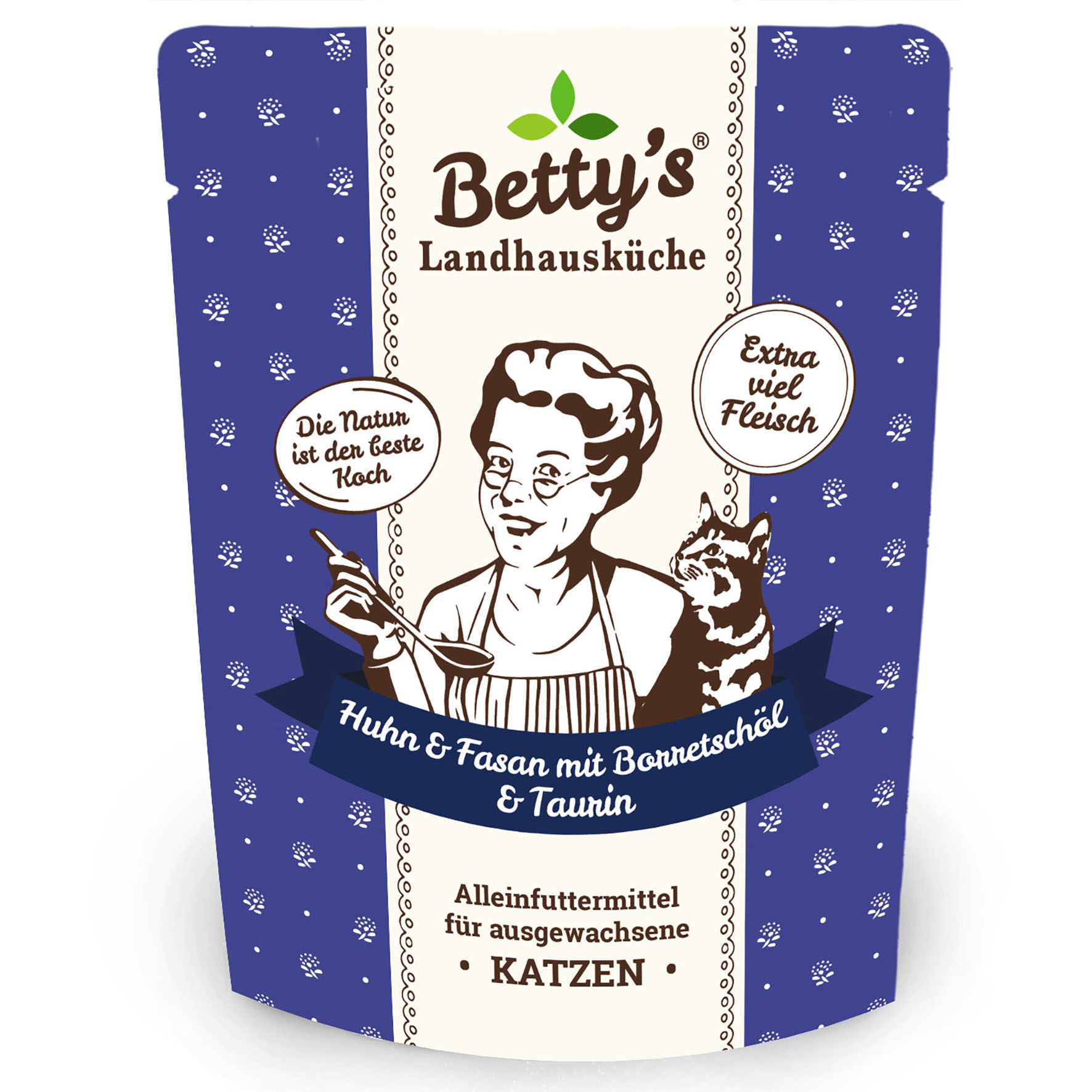 Betty´s Landhausküche Frischebeutel Katze Huhn & Fasan mit Borretschöl 250g