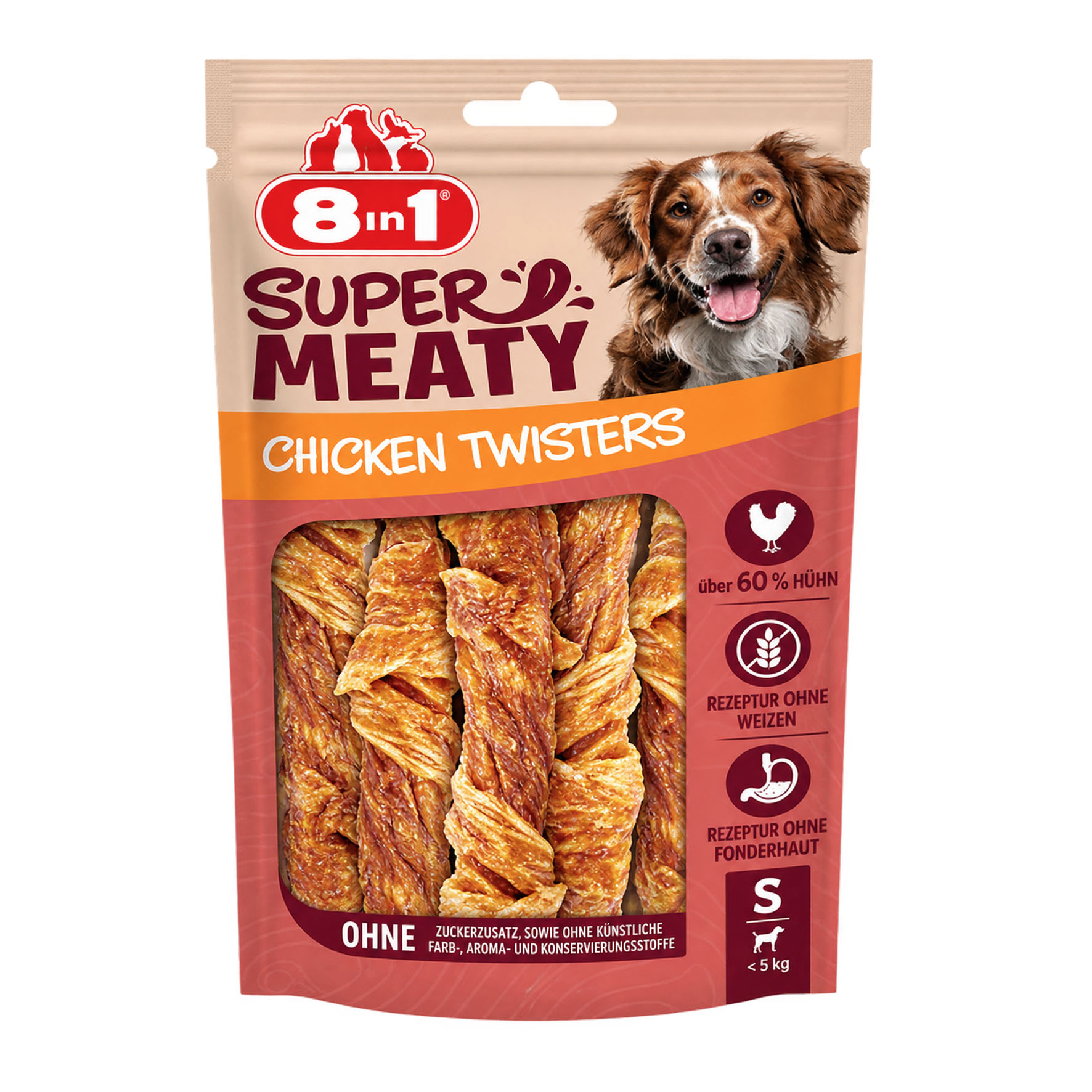 8in1 Super Meaty Chicken Twists S, Hundsnacks, 112g