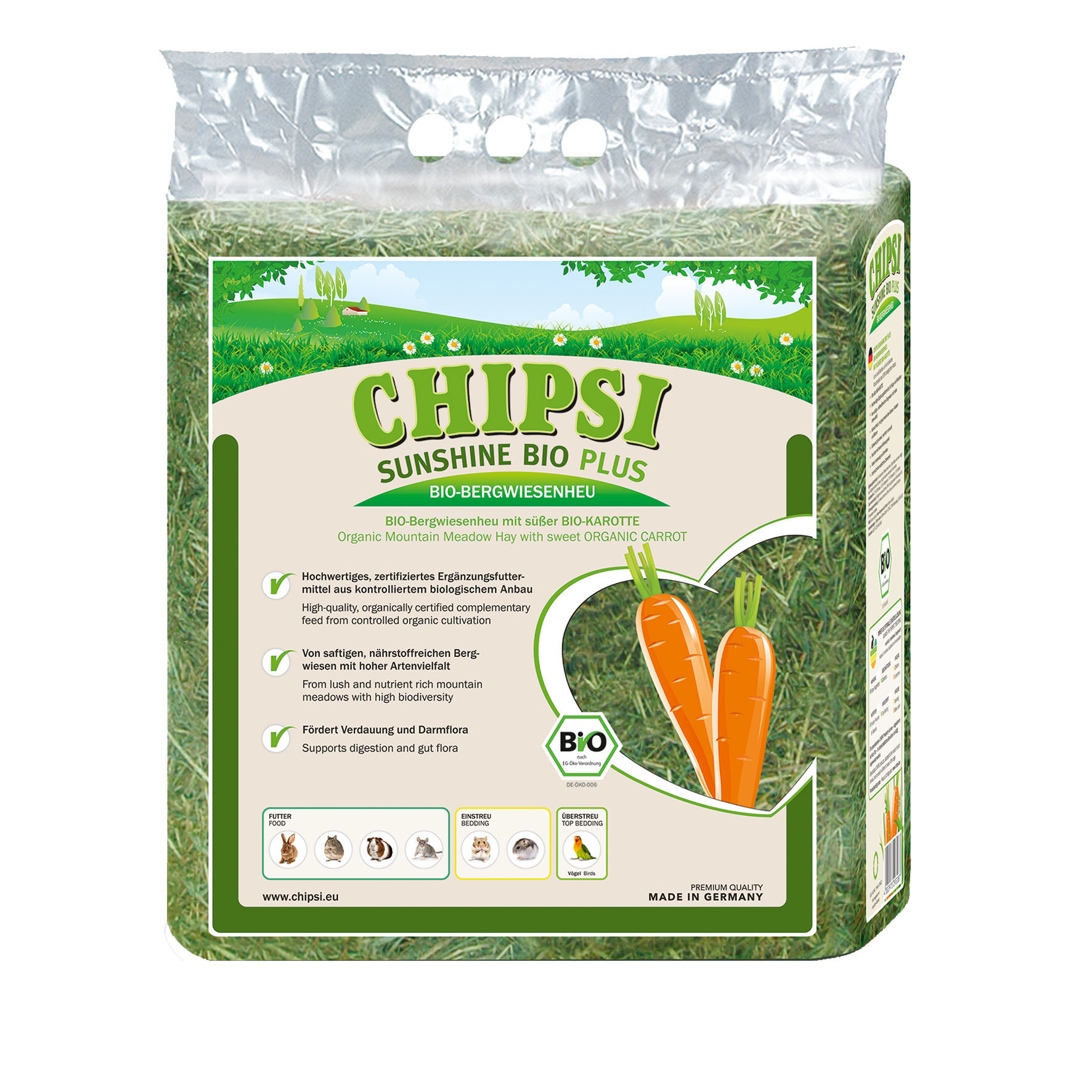 Chipsi Sunshine BIO Bergwiesenheu mit Karotten 600g