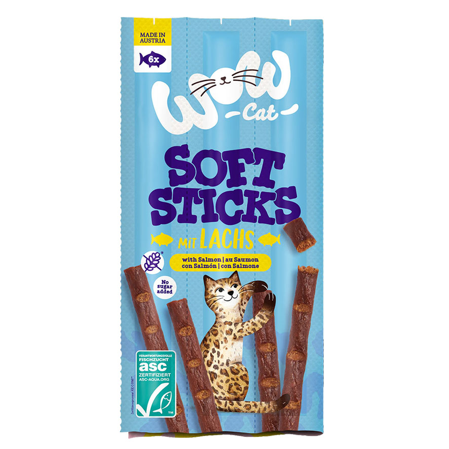 WOW CAT Soft Sticks mit Lachs, 6x5g