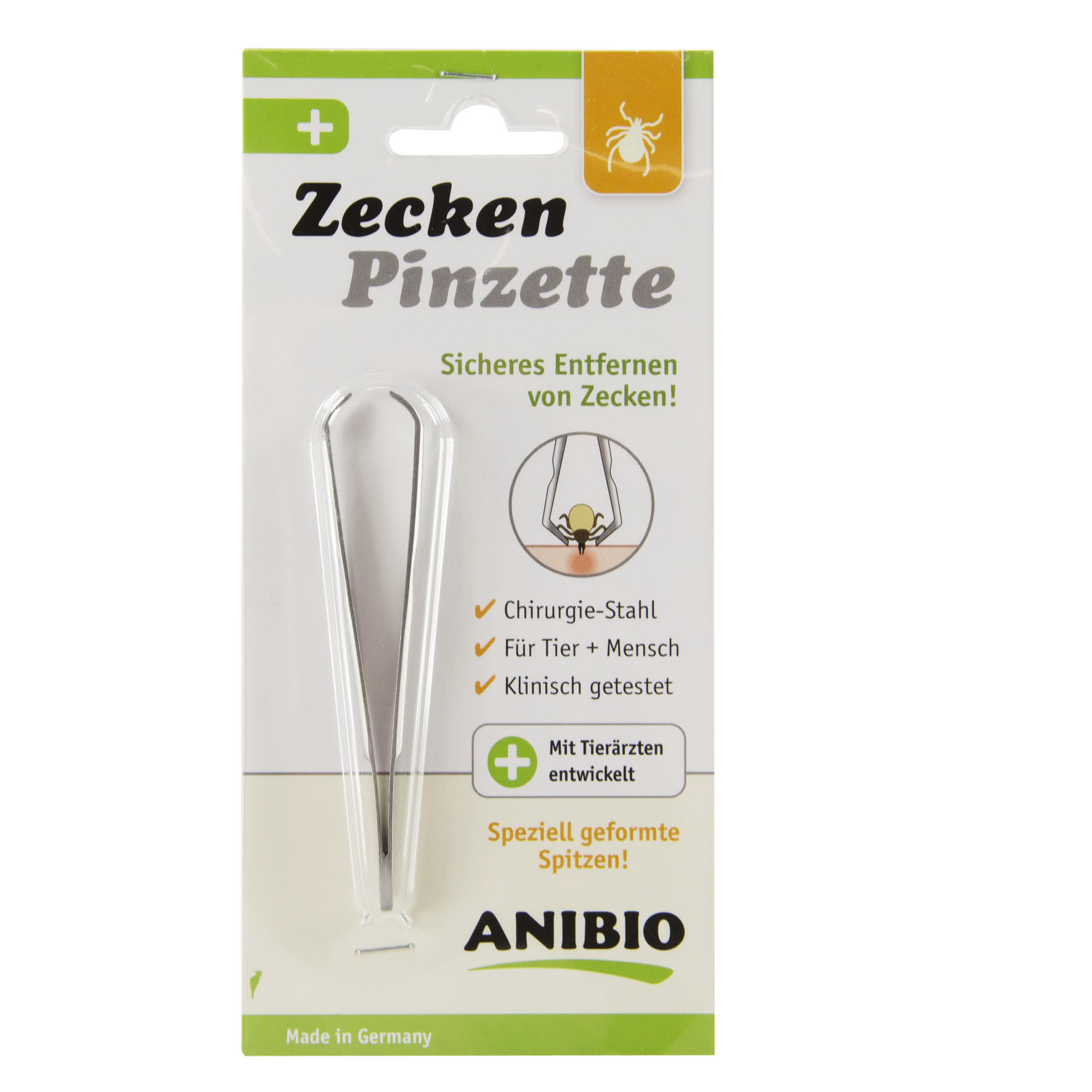 Anibio Zeckenpinzette, Edelstahl 9cm