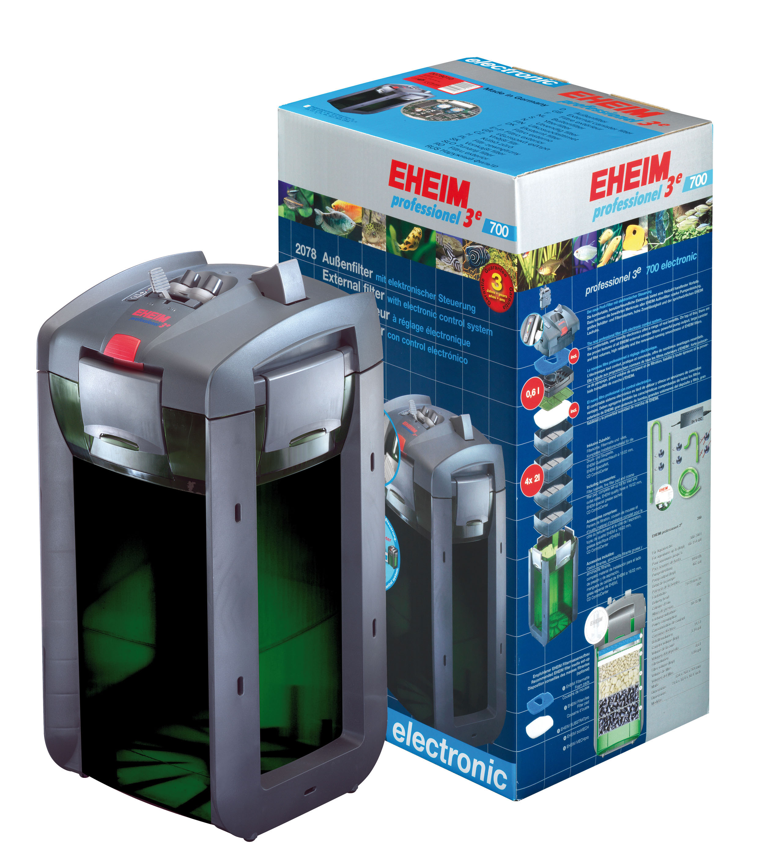 Filtro esterno professionale Eheim 5e 700, 1850 l/h, 10-35W, 26.4x26.4x53.4 cm