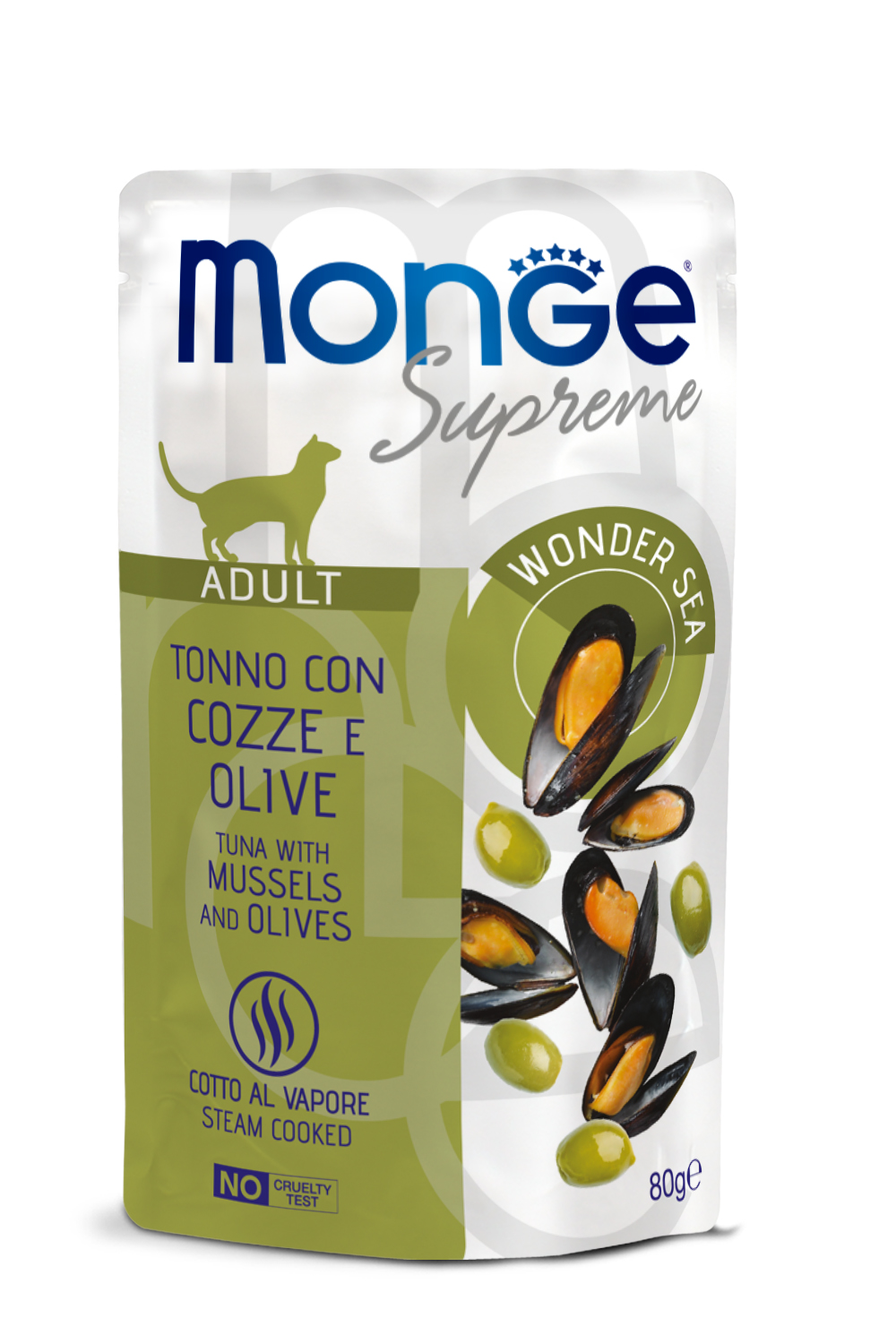 Monge Supreme sachet Adult Thunfisch mit Muscheln und Oliven, 80g