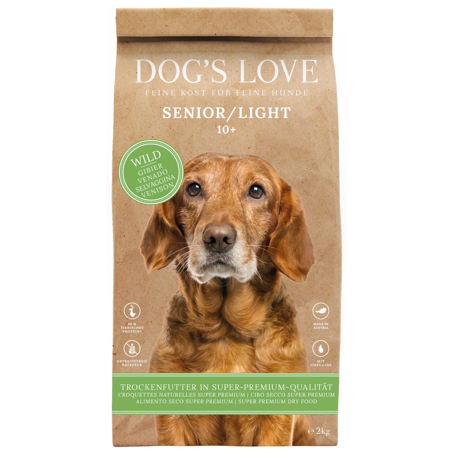 DOG'S LOVE Senior Light Wild, Süsskartoffel & Spinat