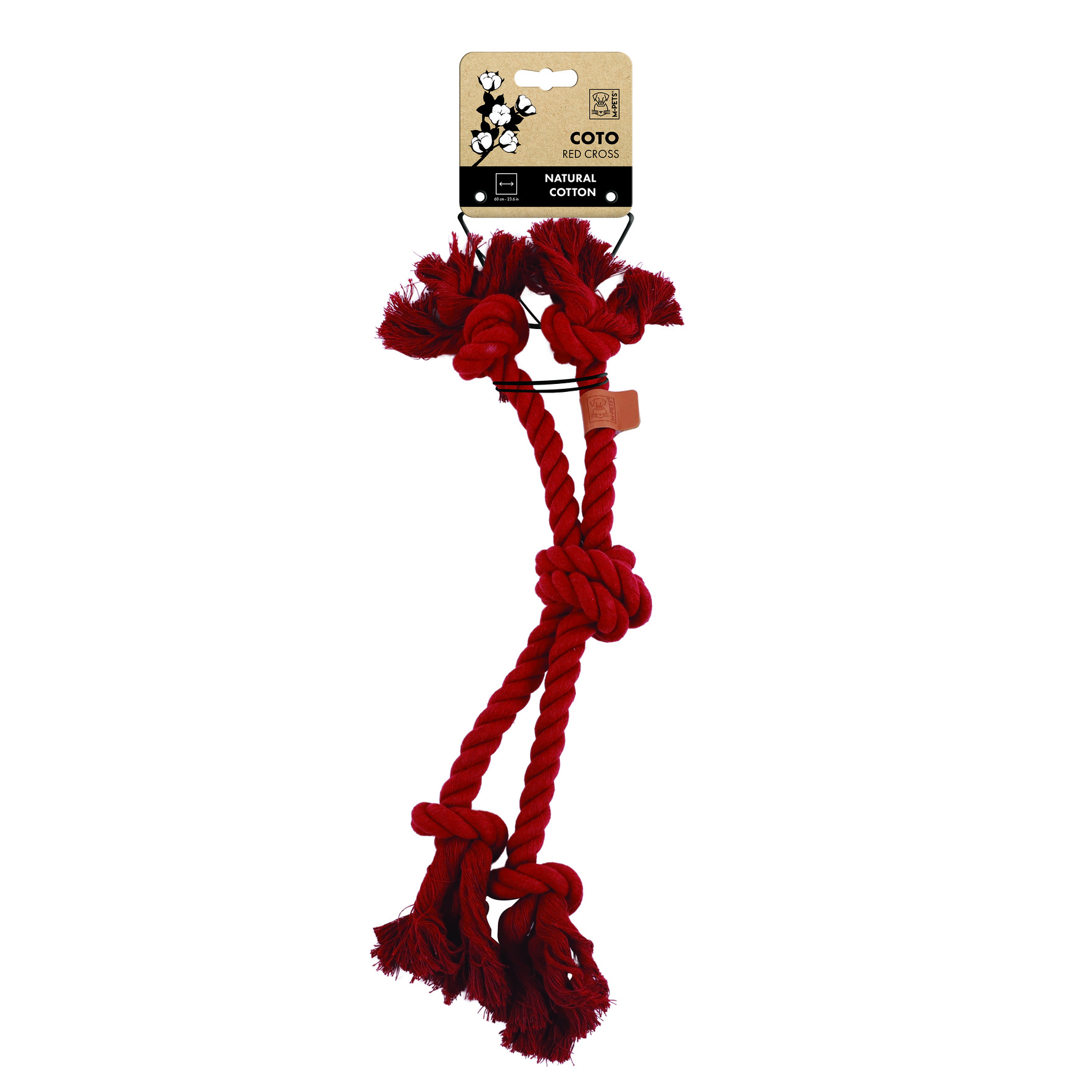 Jouet naturel pour chien M-Pets « Nœud croisé », L, rouge