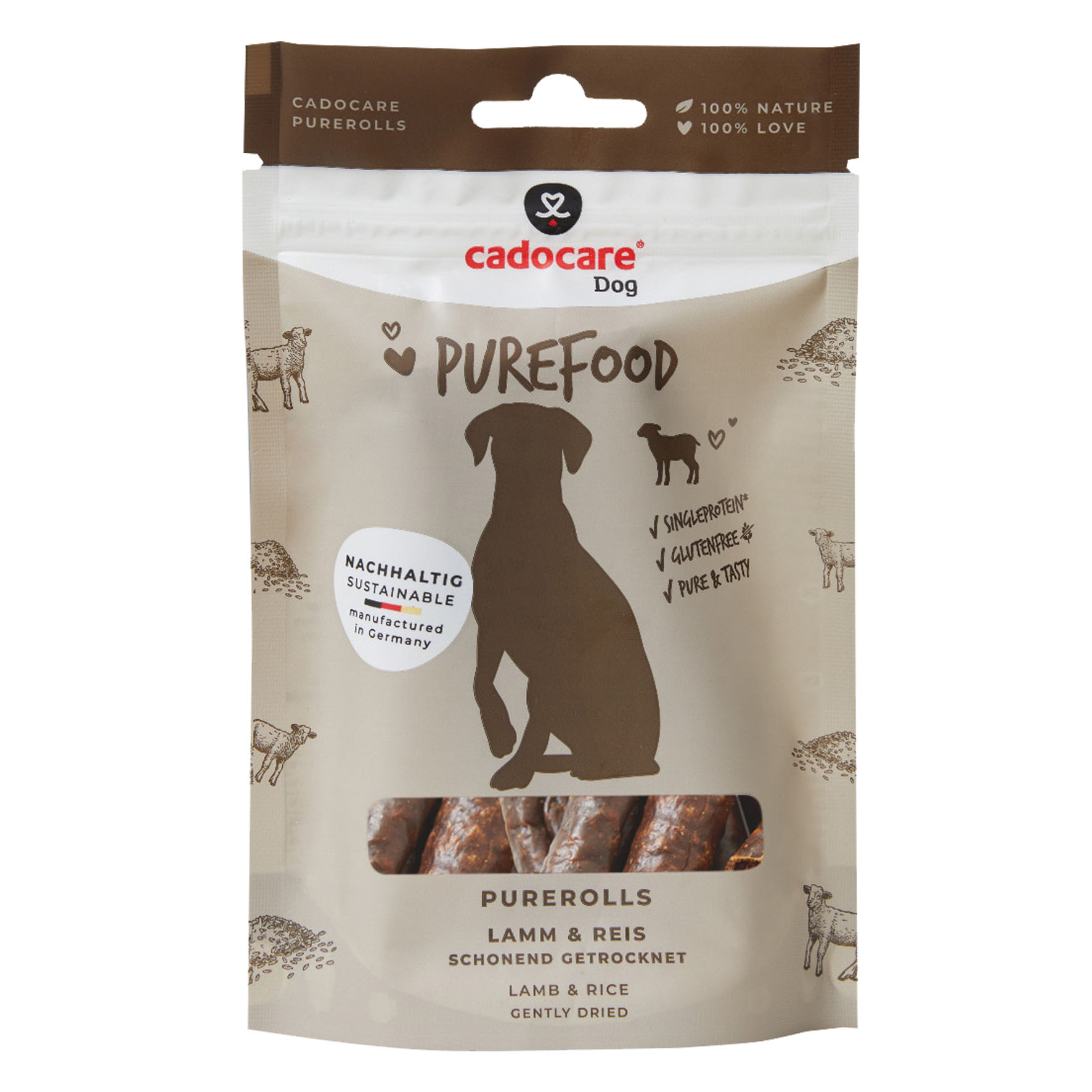 Cadocare Hundesnacks - PureRolls - Lamm & Reis, 3 Stk.