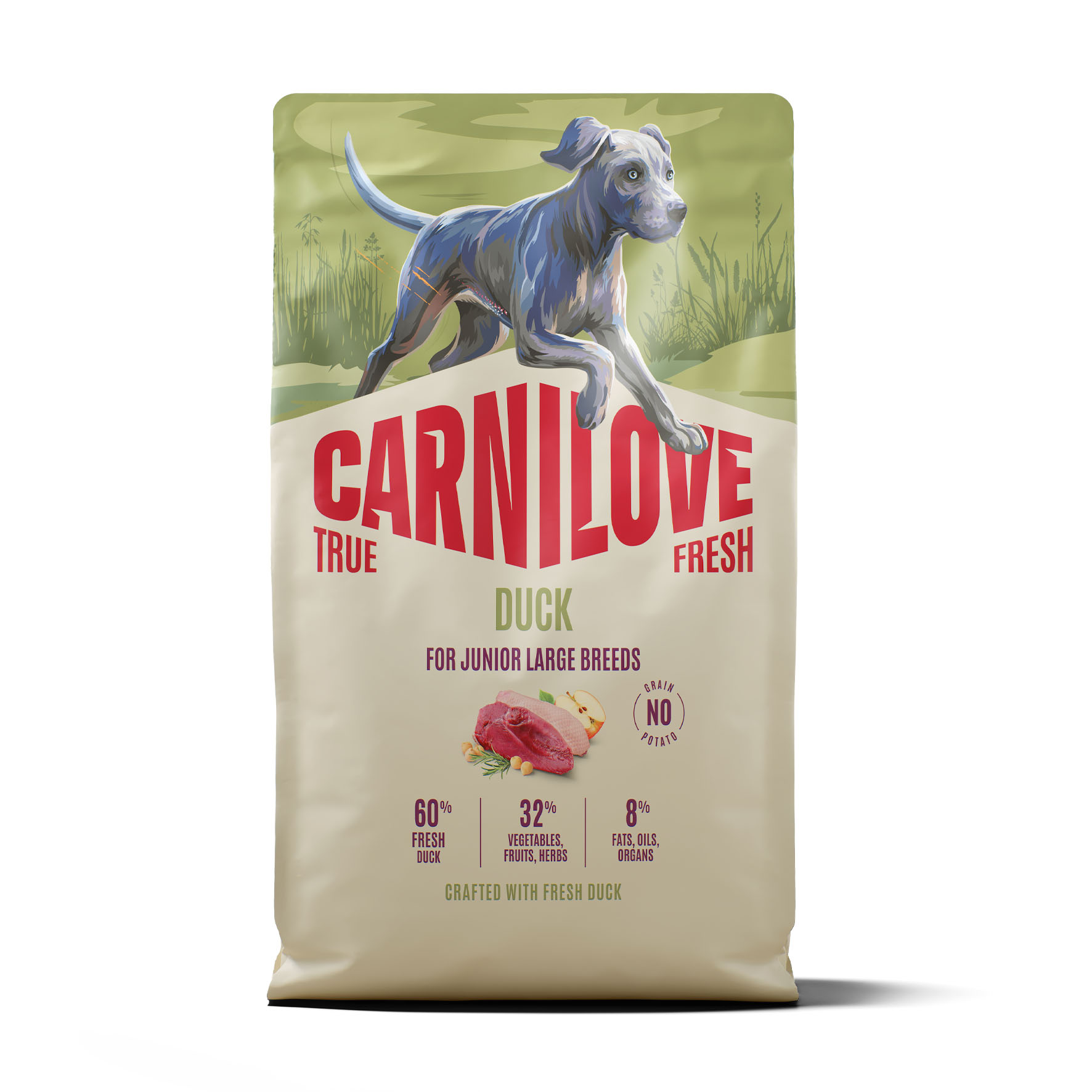 Carnilove Dog True Fresh Junior - Ente, Trockenfutter für Junghunde grosser Rassen