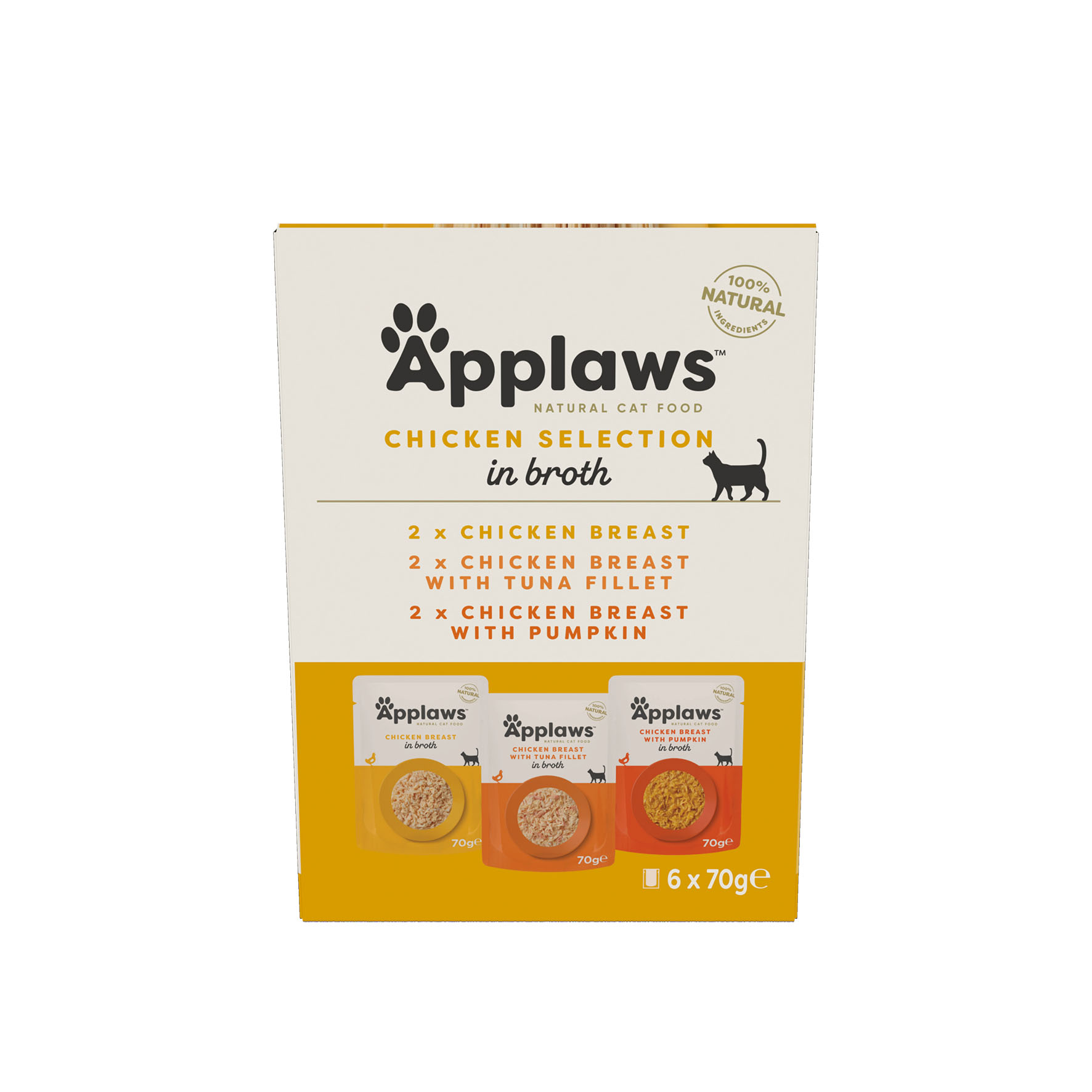 Applaws Multipack mit Hühnchenauswahl in Brühe, 6x70g