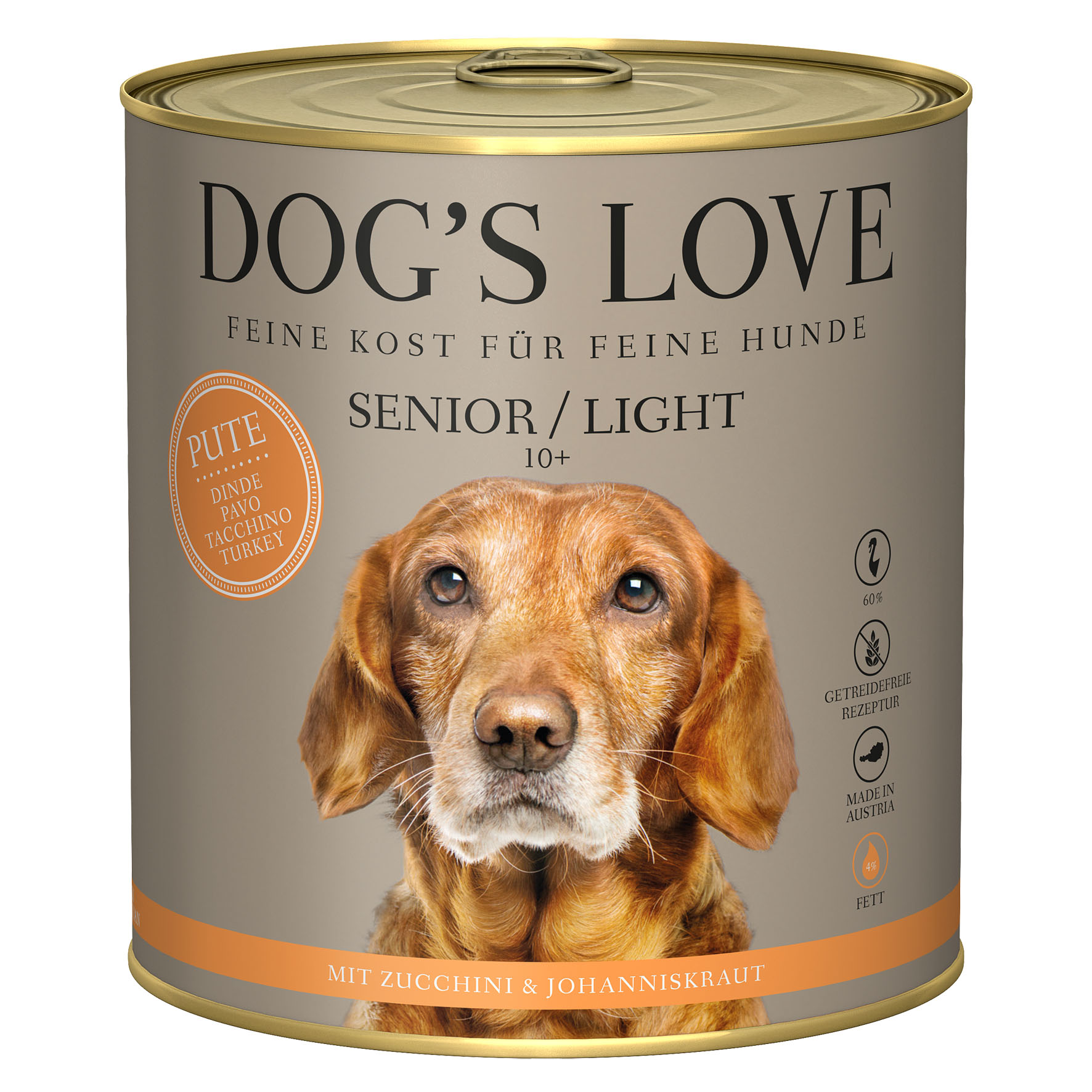 Dog‘s Love Senior Truthahn, Zucchini & Johanniskraut, 800g Dog‘s Love Senior Truthahn, Zucchini & Johanniskraut, 800g