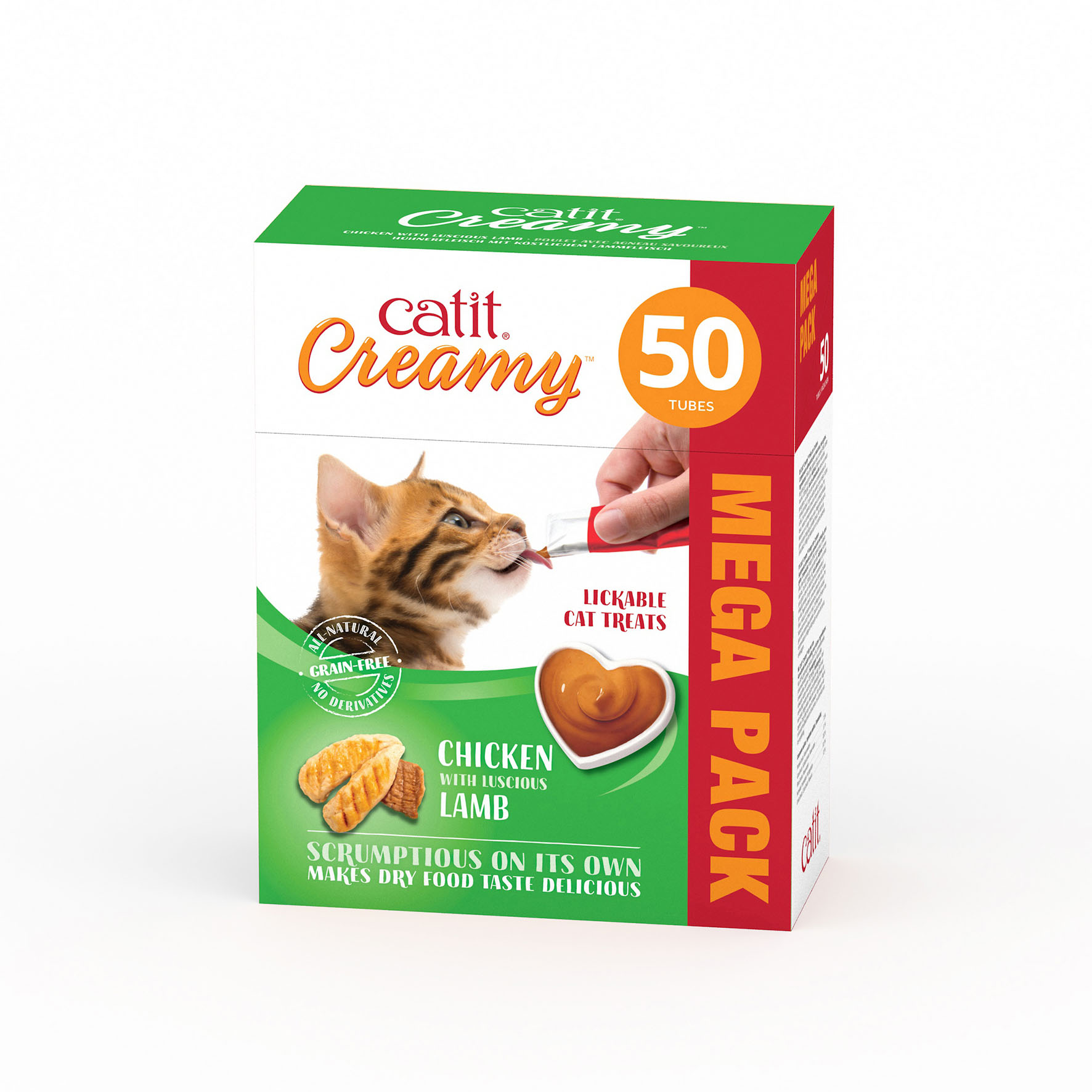 Catit Creamy - Poulet & Agneau MEGA PACK, friandise pour chat, 50 × 10 g
