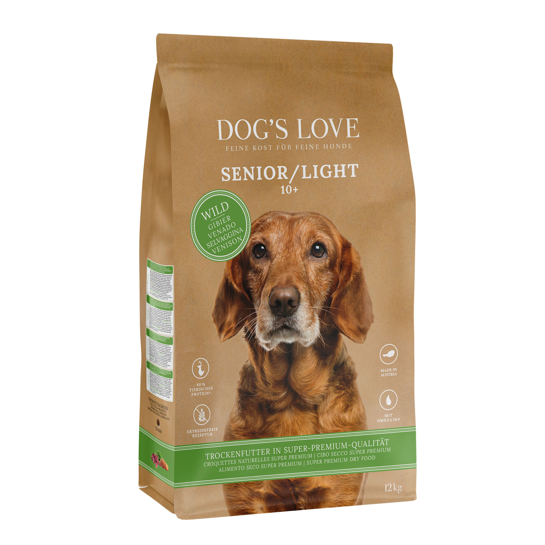 DOG'S LOVE Senior Light Wild, Süsskartoffel & Spinat, 12kg