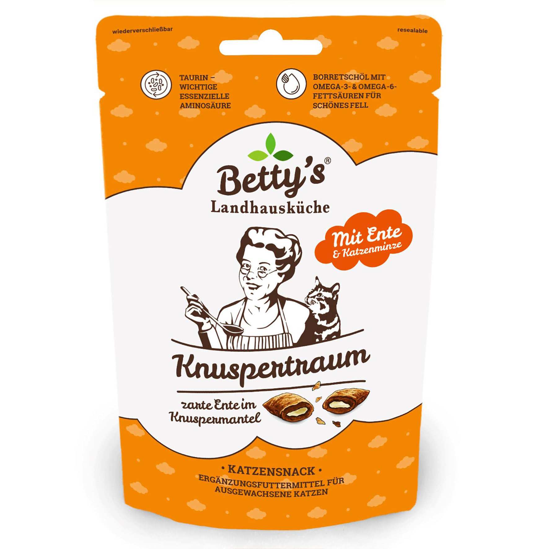 Betty's Landhausküche Knuspertraum - Canard & Cataire, friandise pour chat, 50 g