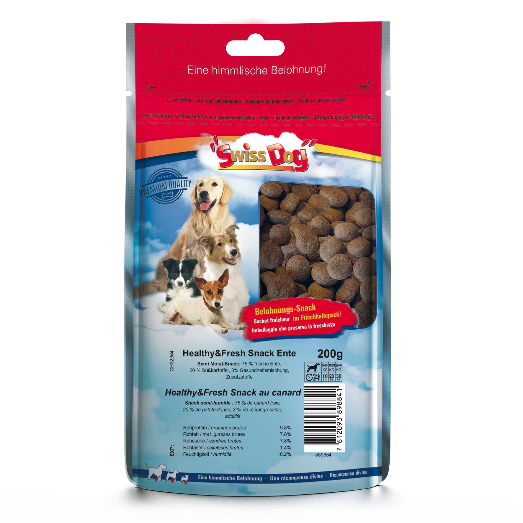 SwissDog Healthy&Fresh Snack au canard, 200g