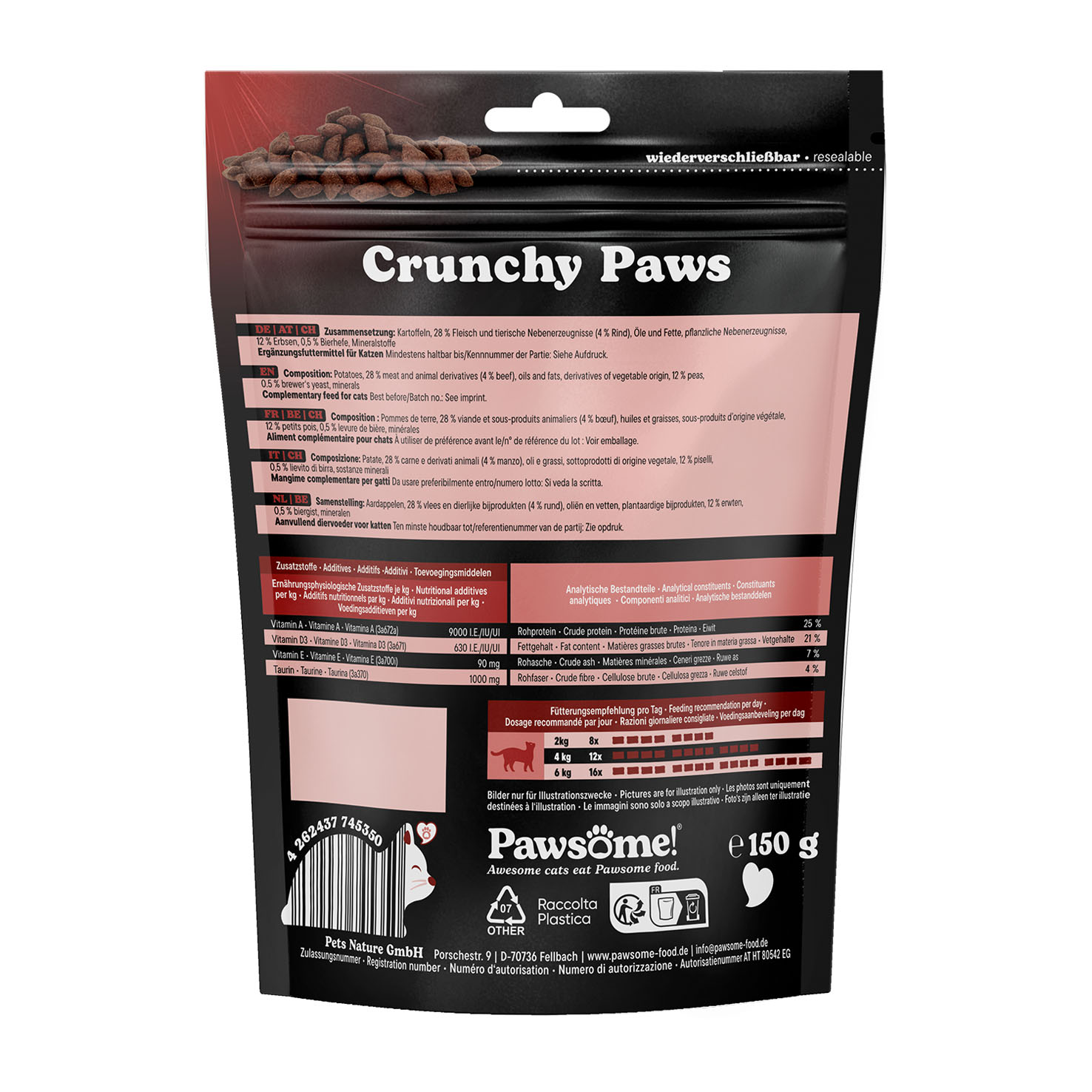 Pawsome! Crunchy Paws Rind 150g