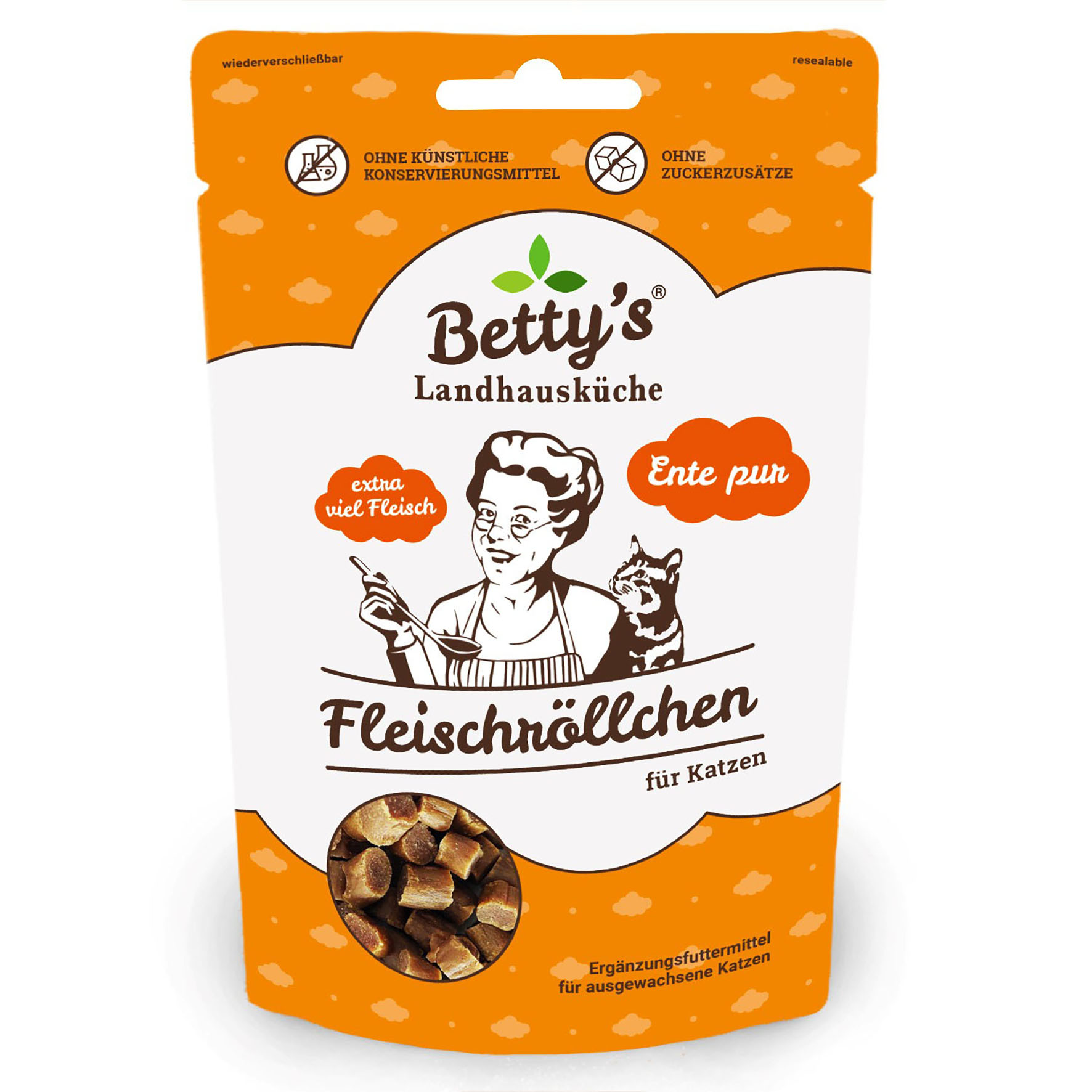 Betty’s Landhausküche Rouleaux de viande – Canard pur, friandise pour chat, 50 g