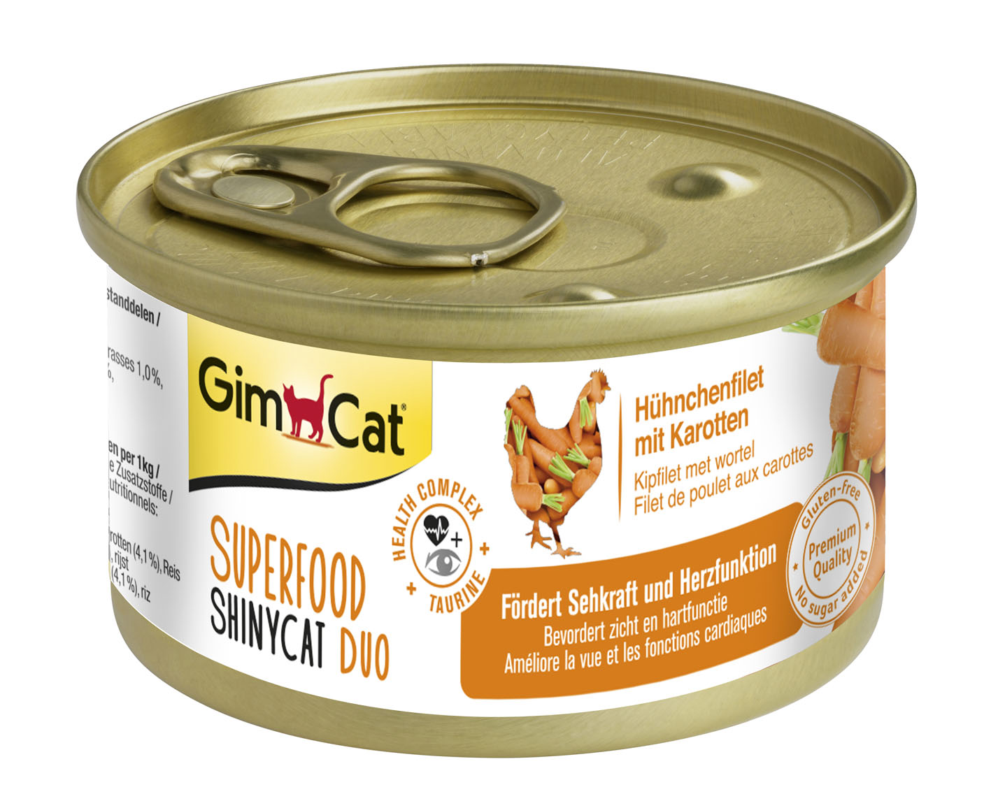 GimCat ShinyCat Duo Superfood, filet poulet & carottes