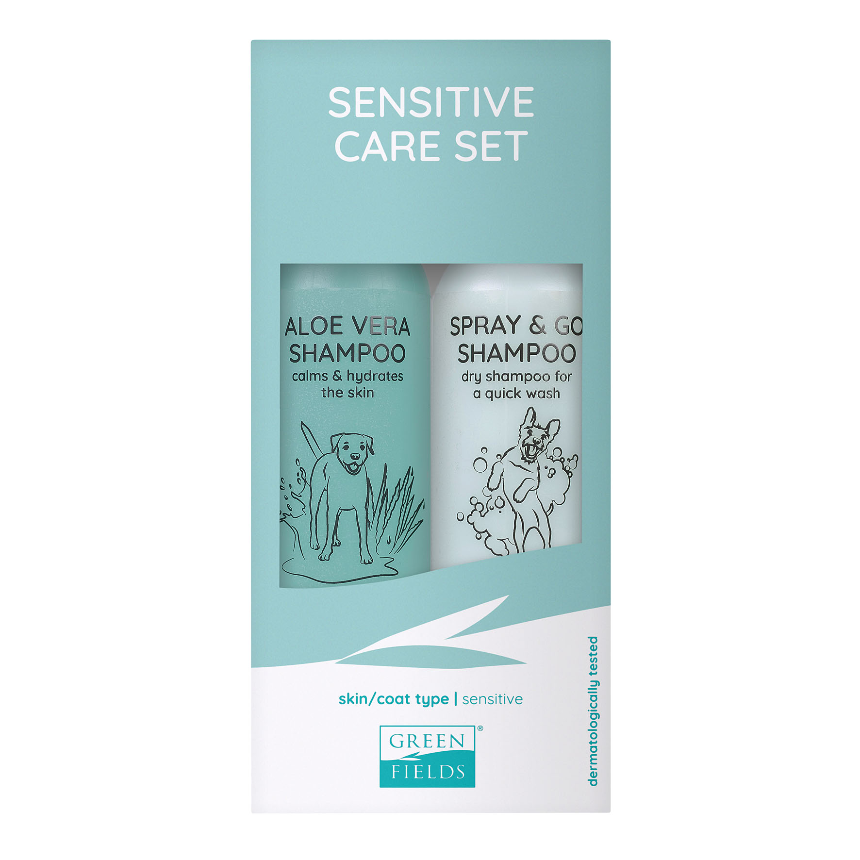 Greenfields Sensitive Care Set Aloe Vera Shampoo + Spray&Go Shampoo, 2x270ml