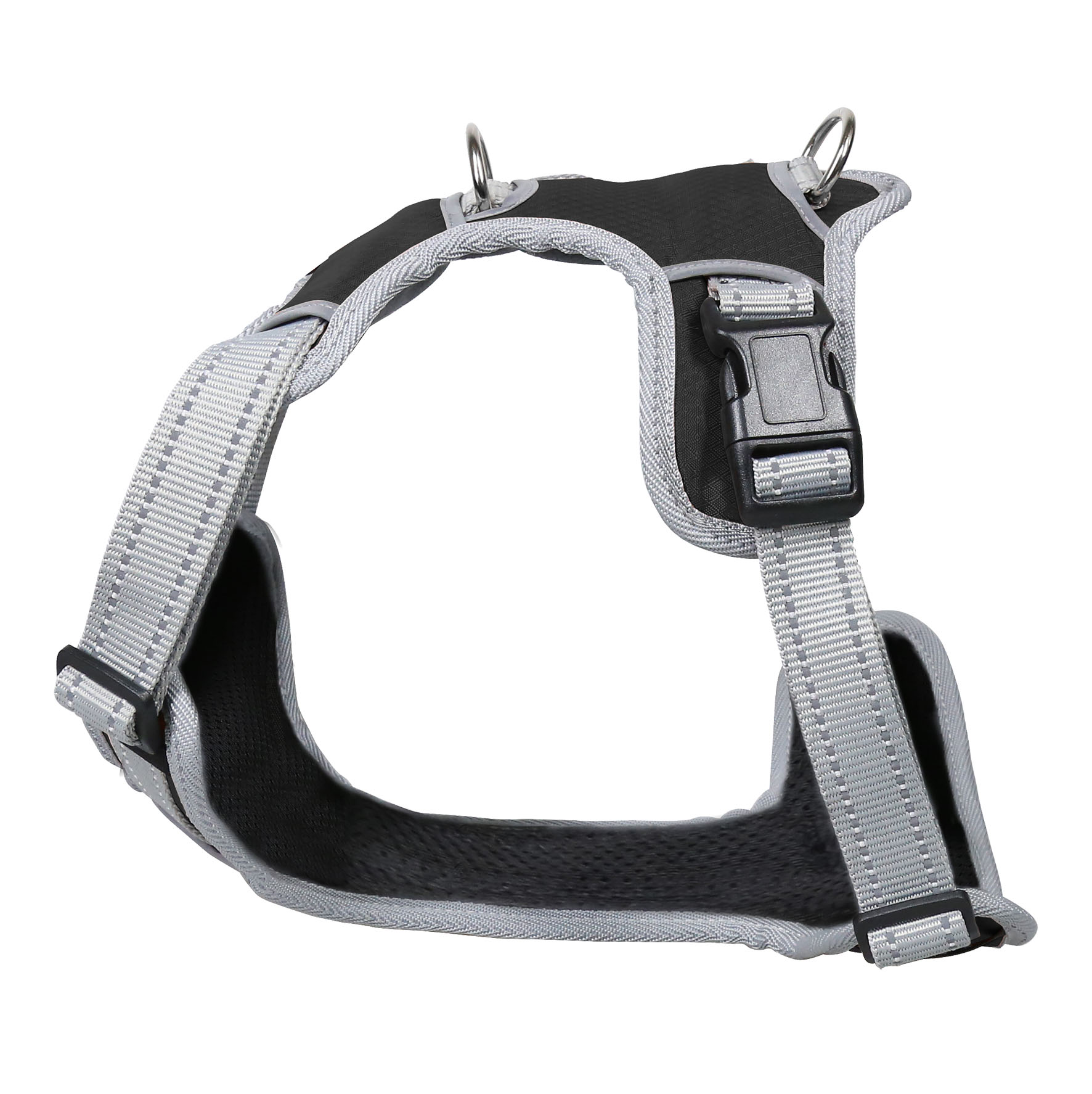 swisspet Geschirr Bronx Trail, grau-schwarz, S: Hals: 55-85cm; Taille: 75-110cm; Rückenlänge: 20.5cm