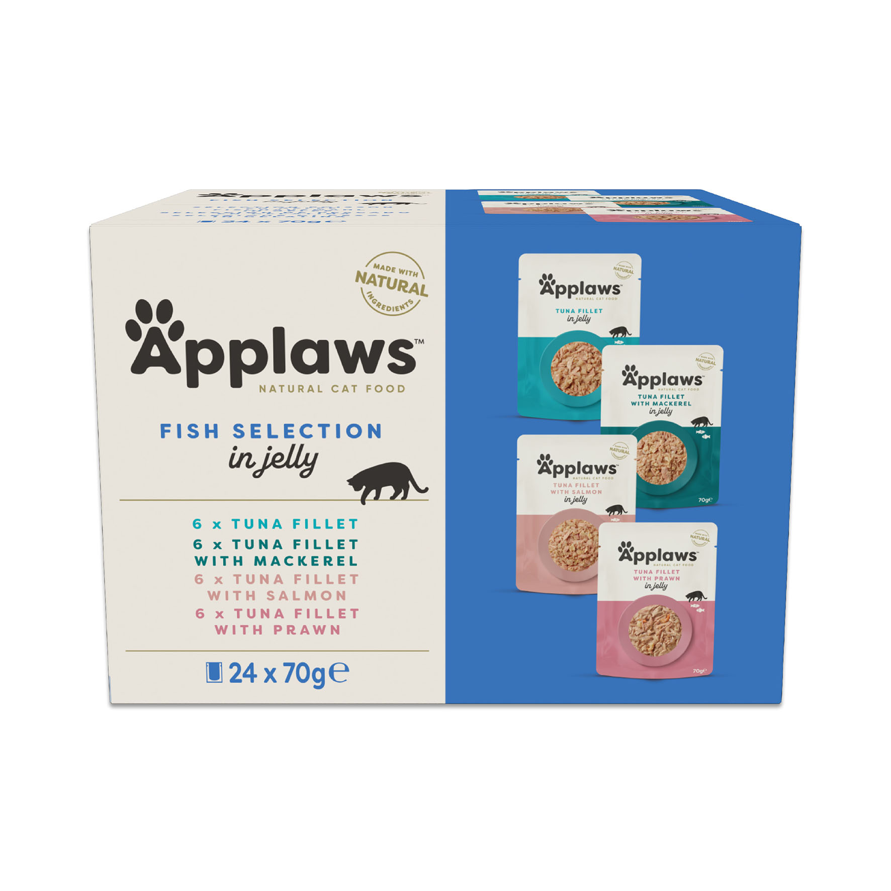 Applaws Multipack Fischauswahl in Brühe, 24x70g