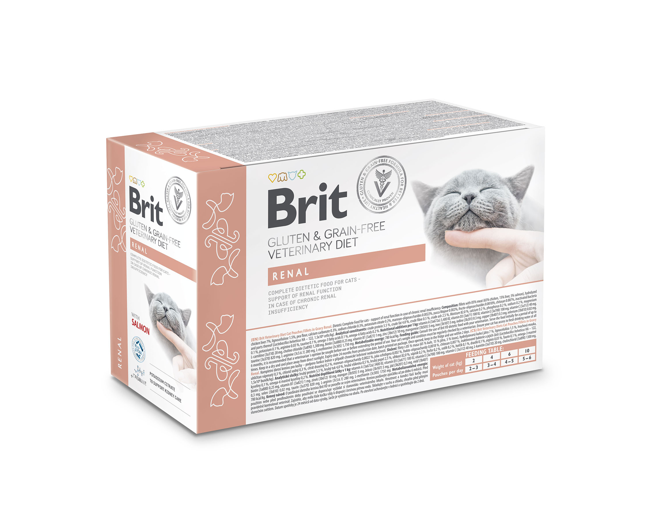 Brit Vet Diet Cat Renal - Filets de saumon en sauce, nourriture humide pour chats, 12 x 85 g