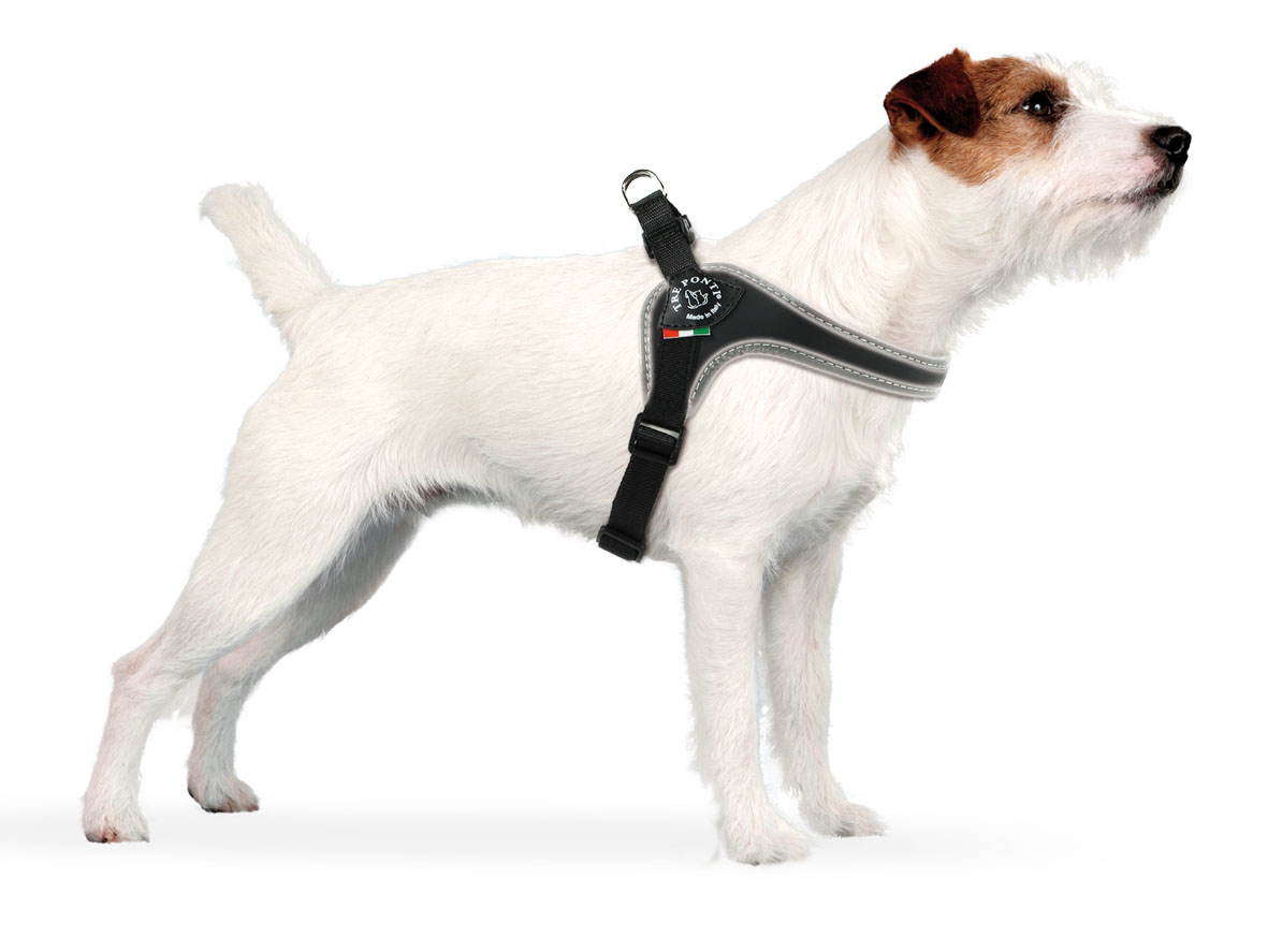 Tre Ponti schwarz Geschirr, mittel-&-grosse-Hunde, verstellbar L=65-76cm bis 26kg
