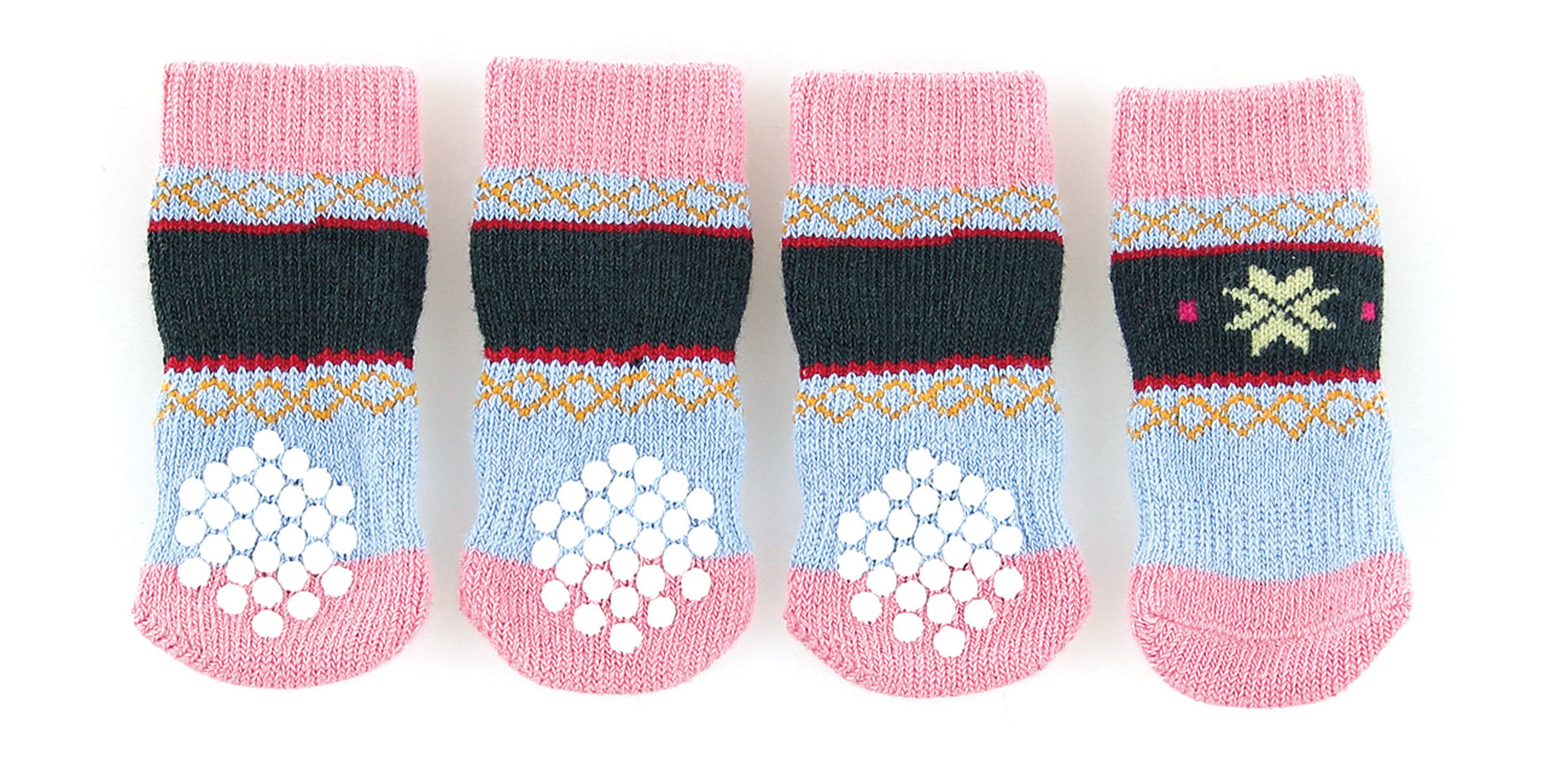 swisspet Hundesocken mit Anti-Slip, Naturi, rosa/hellblau