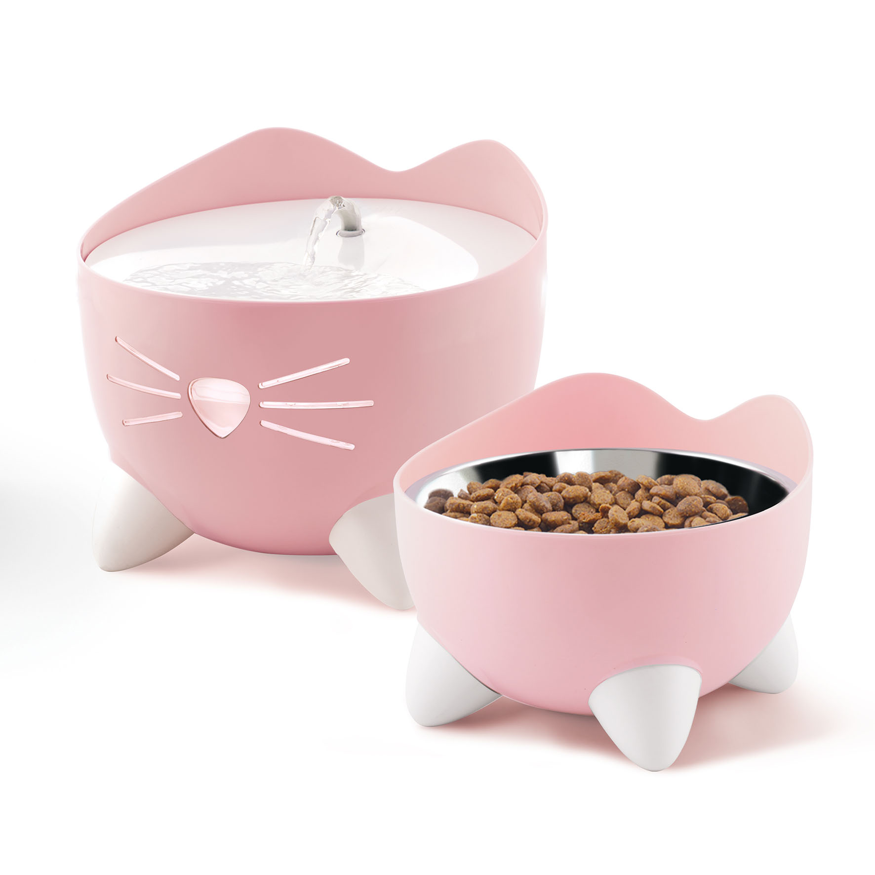 Catit Pixi Combo Pack Trinkbrunnen & Futternapf, rosa