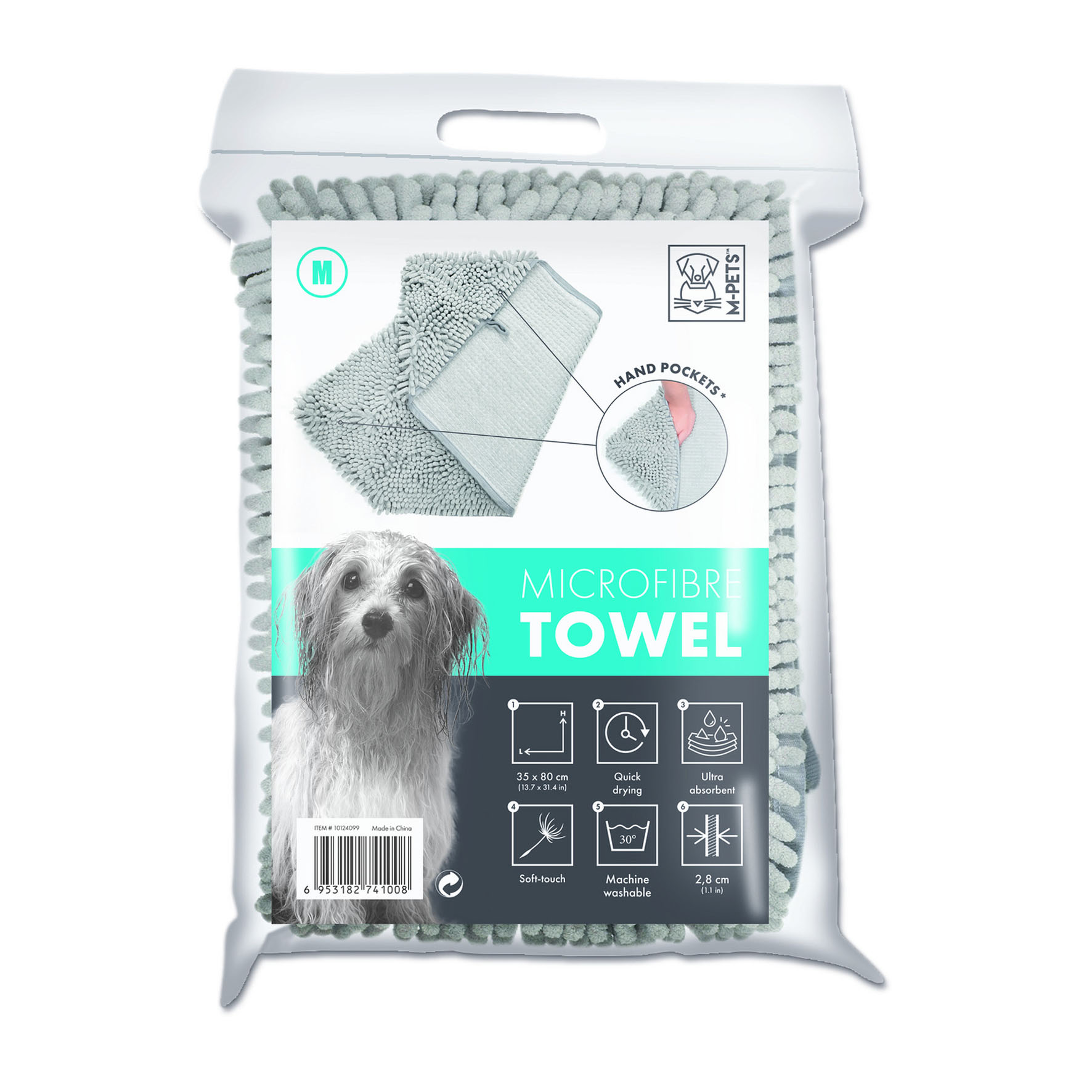 Serviette en microfibre M-Pets, grise