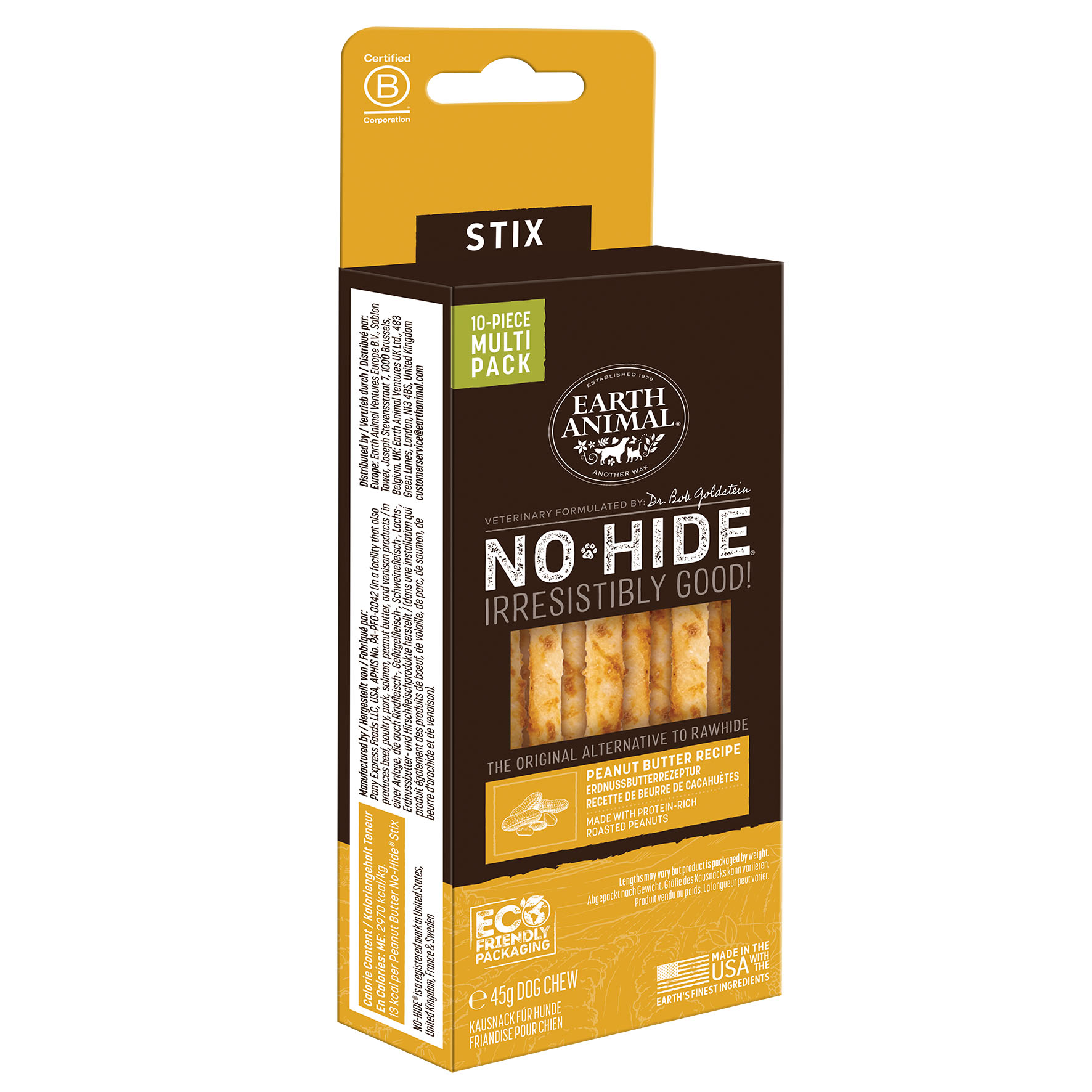 No-Hide Chew de cacahuète, STIX, 10pcs, 18.5cm