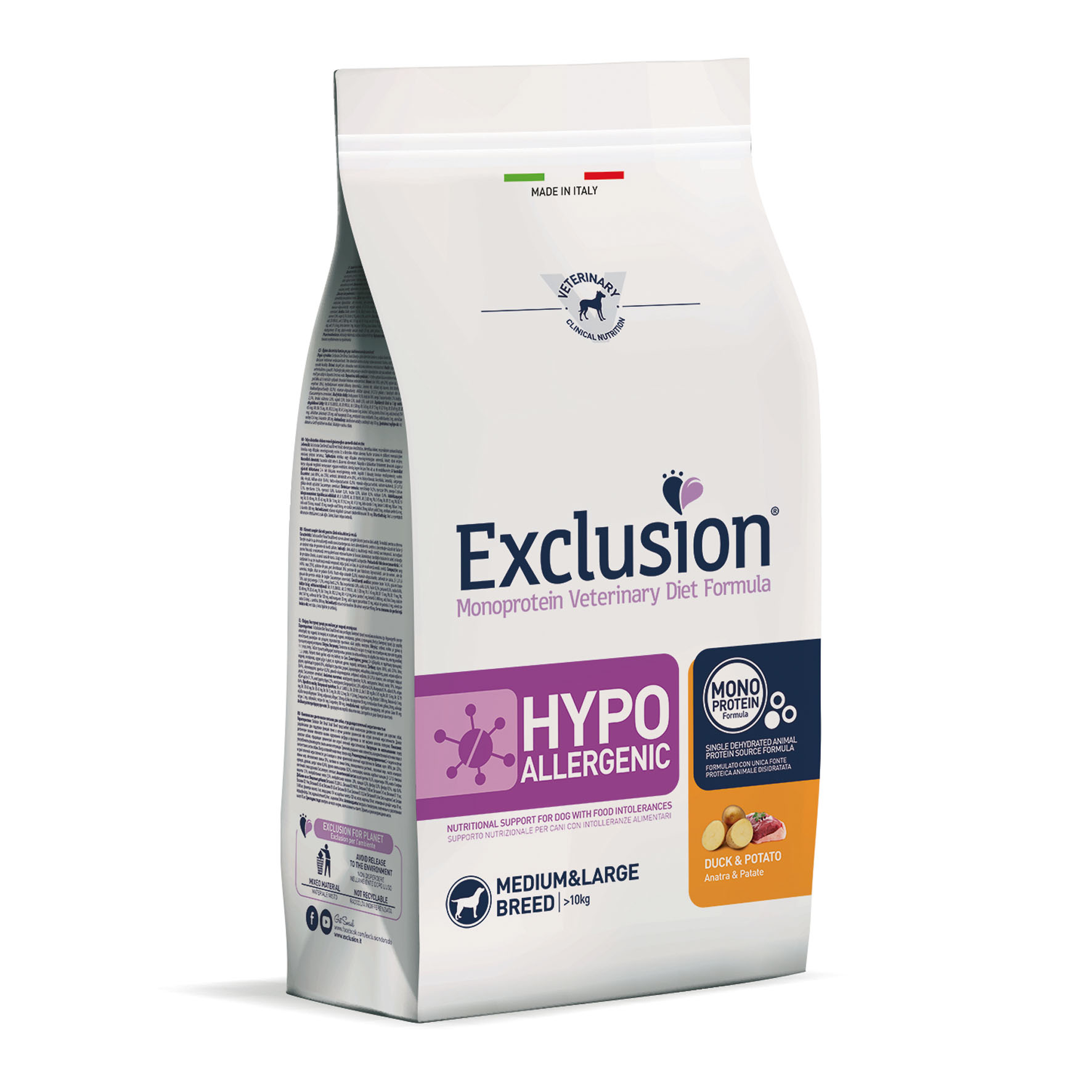 Exclusion HYPOALLERGENIC VET Adult Medium&Large All Breeds Ente & Kartoffeln, 12kg