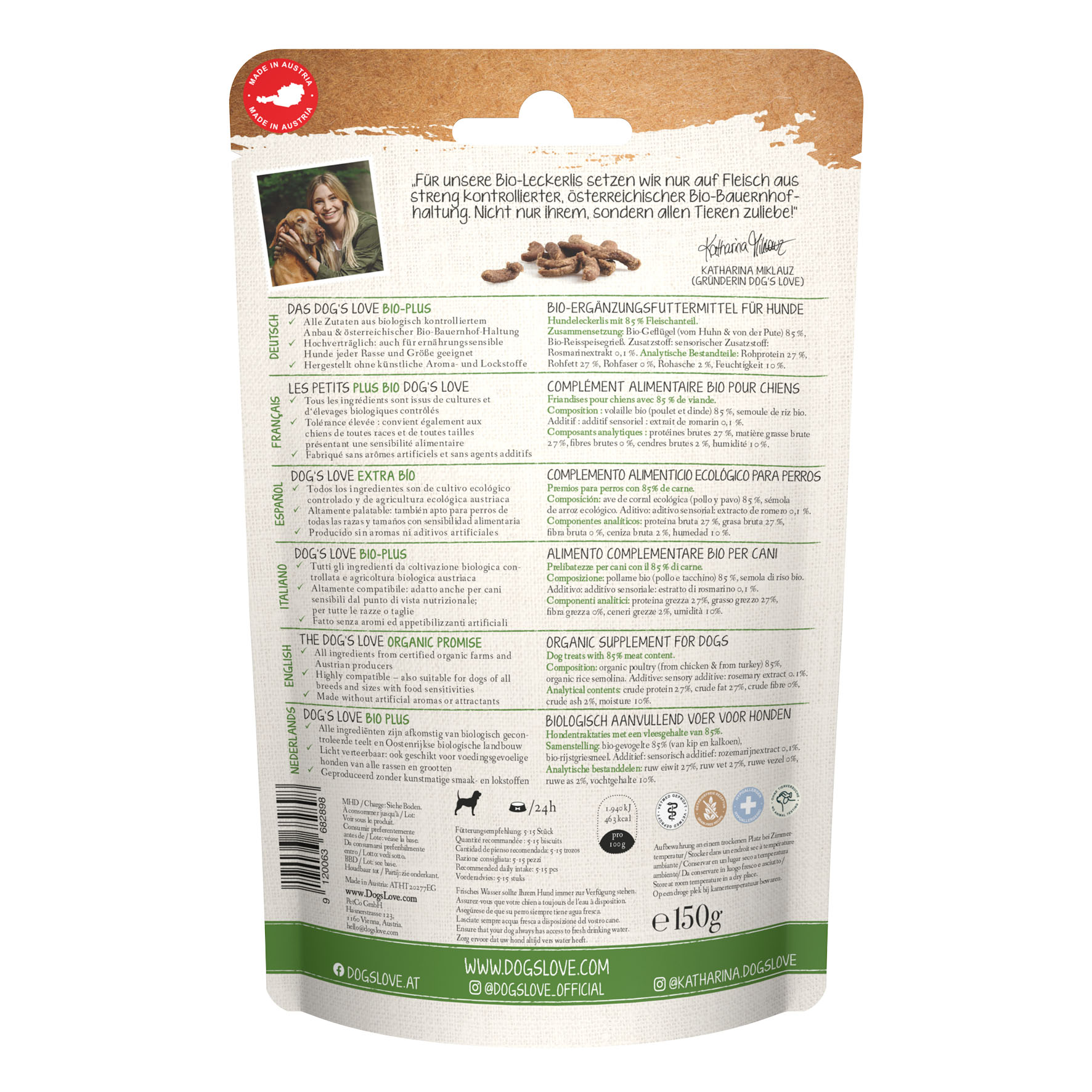 Dog's Love Bites 100% Bio volaille, 150 g