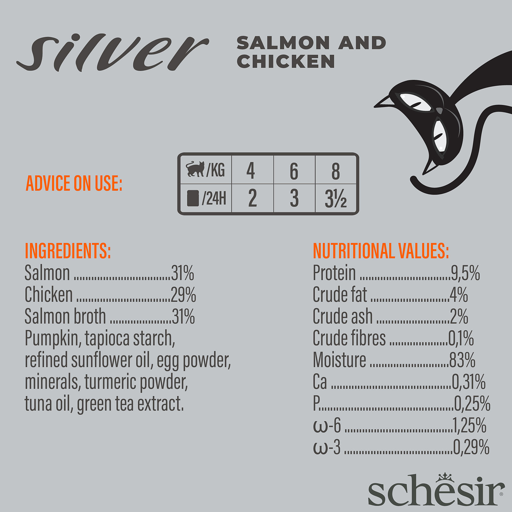 Schesir Senior 11+ Silver Mousse Lachs und Huhn, 80g