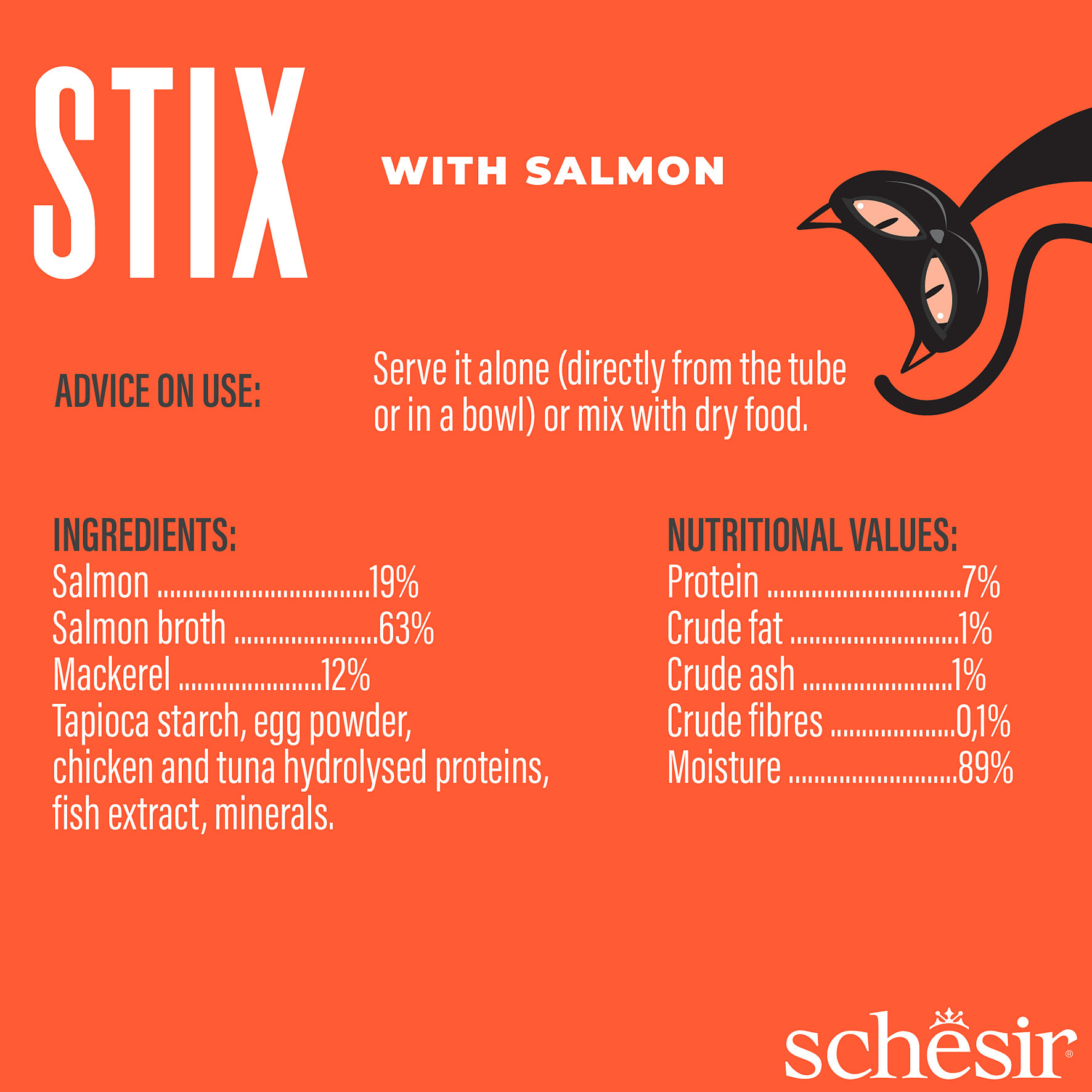 Schesir Stix, creamy snacks au canard, 6x15g