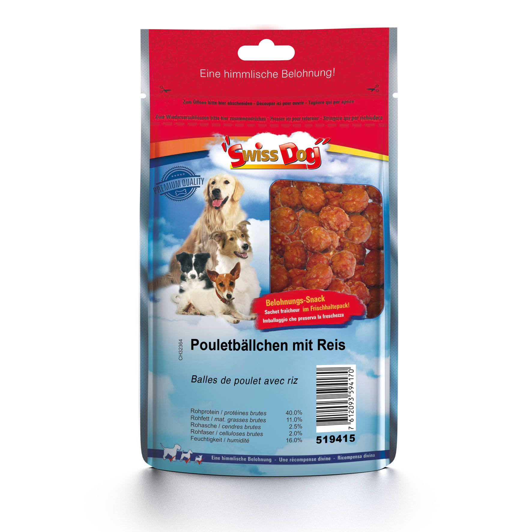 SwissDog balles au poulet avec riz