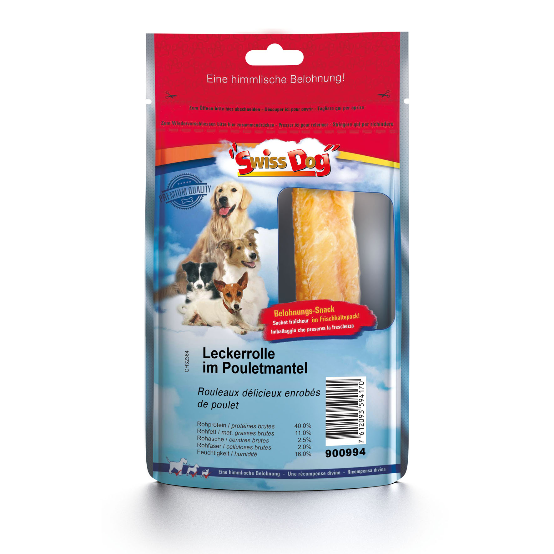 SwissDog rouleaux délicieux enrobés de poulet, 20g