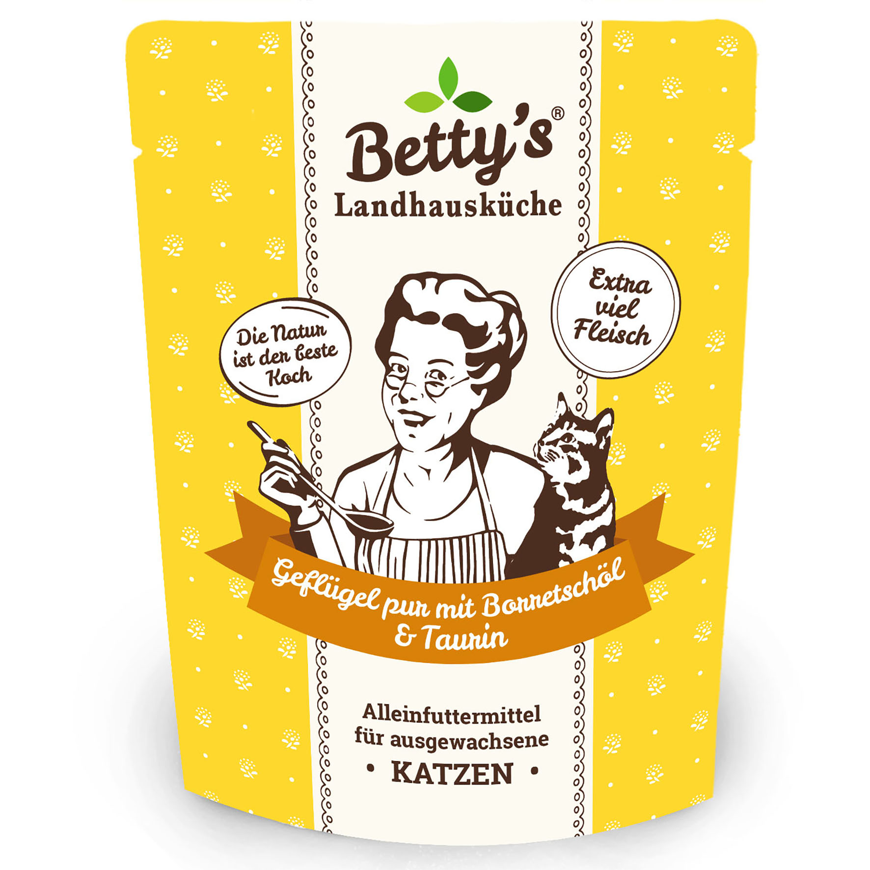 Betty´s Landhausküche - Geflügel Pur & Borretschöl, Nassfutter für Katzen, 250g