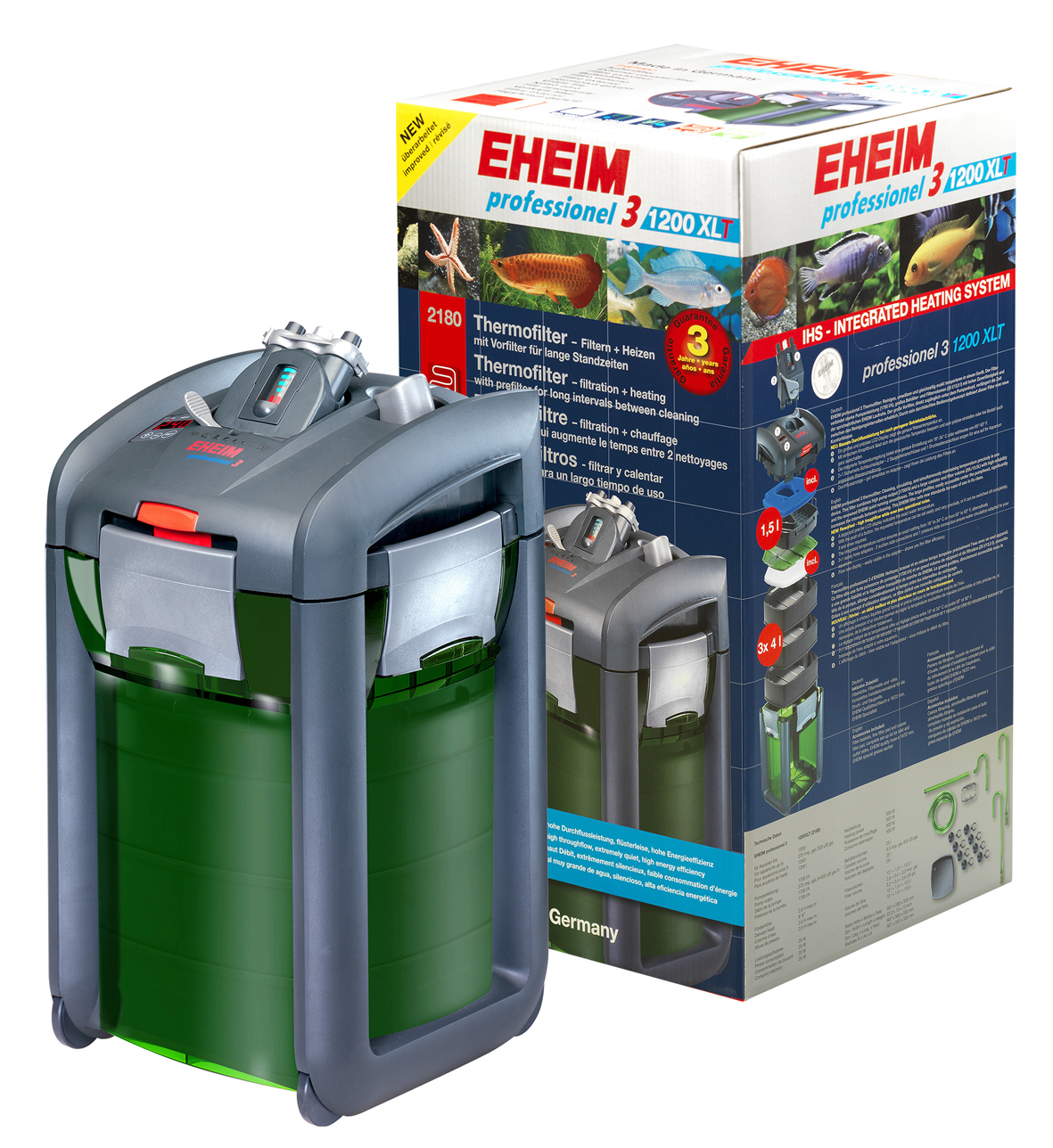 Filtro esterno professionale Eheim 3 1200XLT Thermo, 1700 l/h, 25W, 30x30x56.7 cm