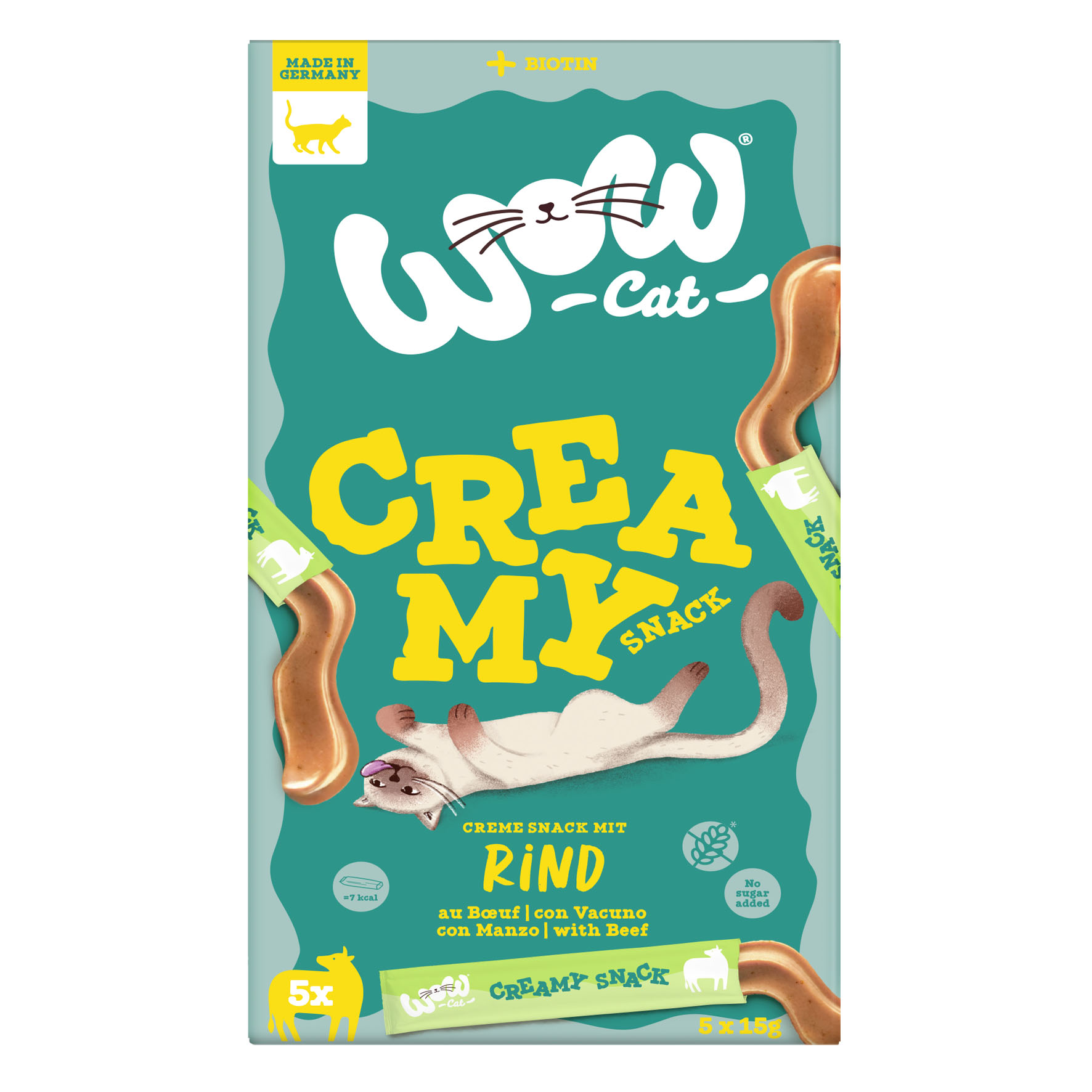 WOW CAT Creamy mit Rind,  5x15g
