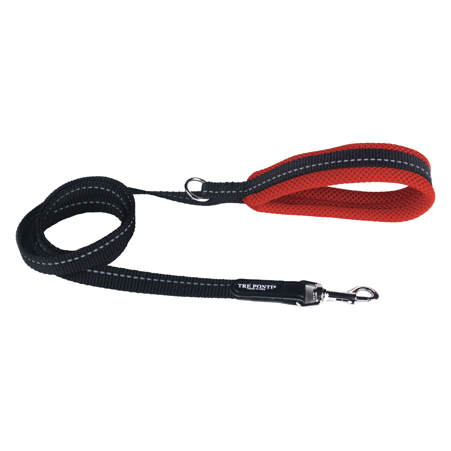 Tre-Ponti Leine Fluo Schwarz & Rot, 130cm