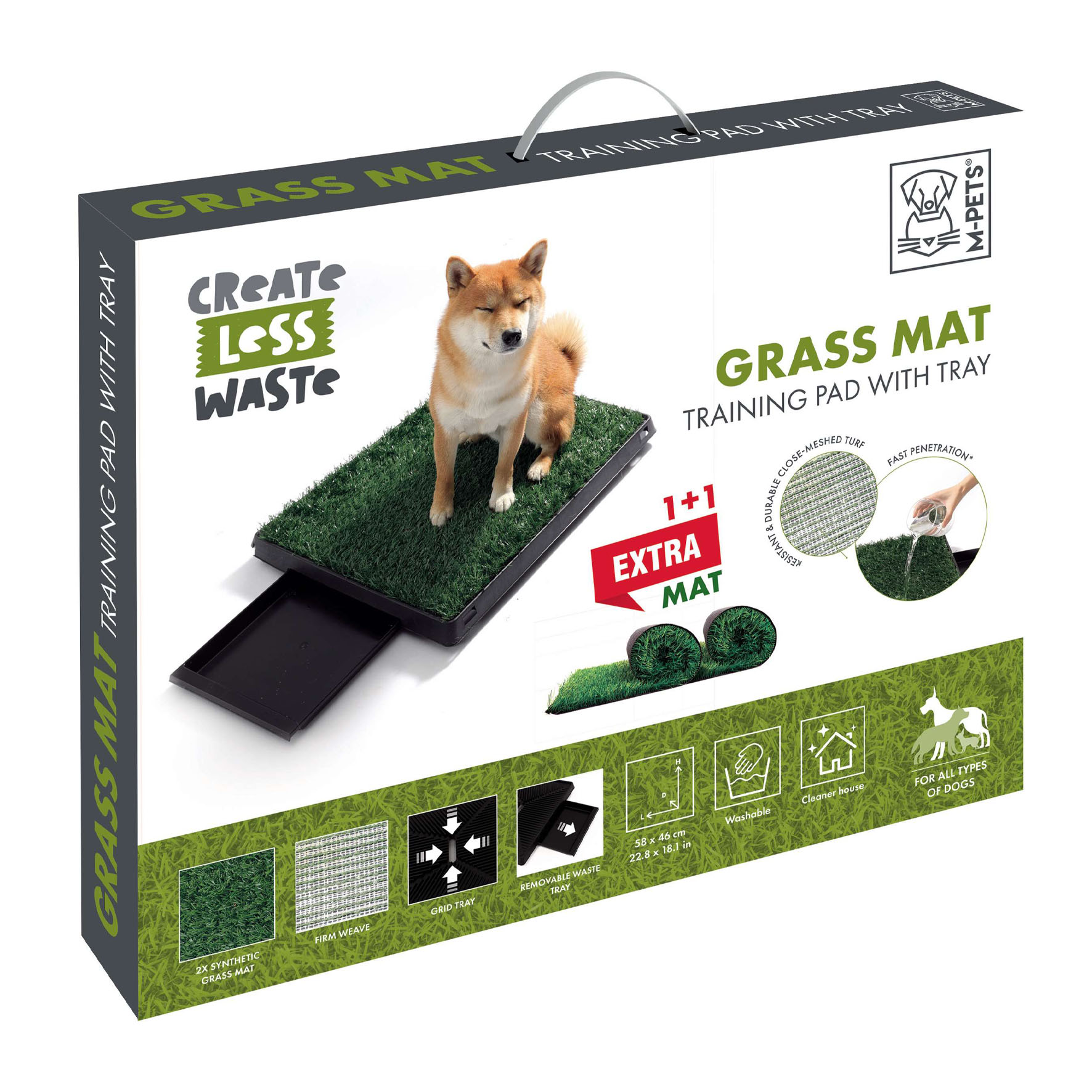 M-Pets Grasmatte Trainingspad mit Tablett, 58x46 cm