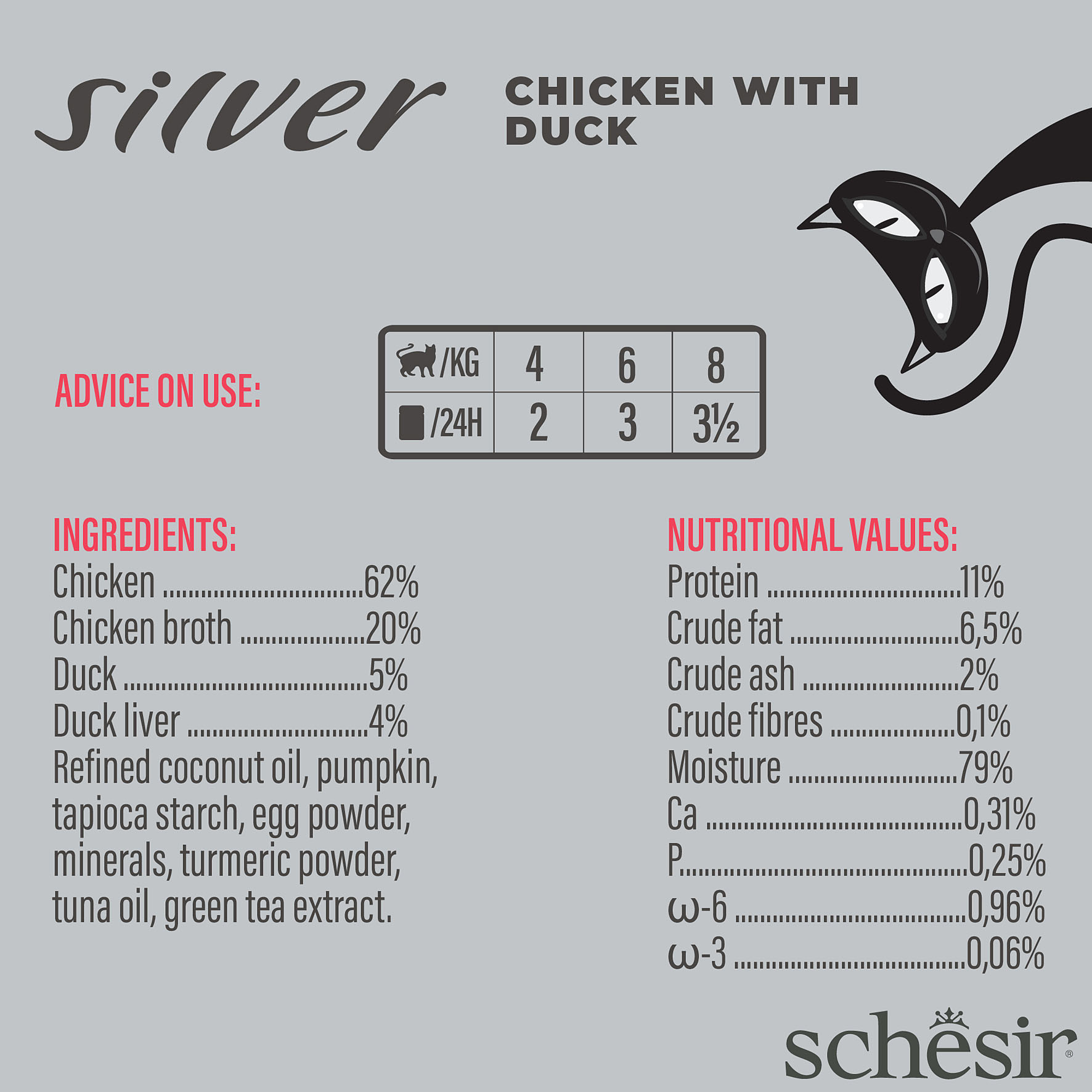 Schesir Senior 11+ Silver Mousse Huhn und Ente, 70g