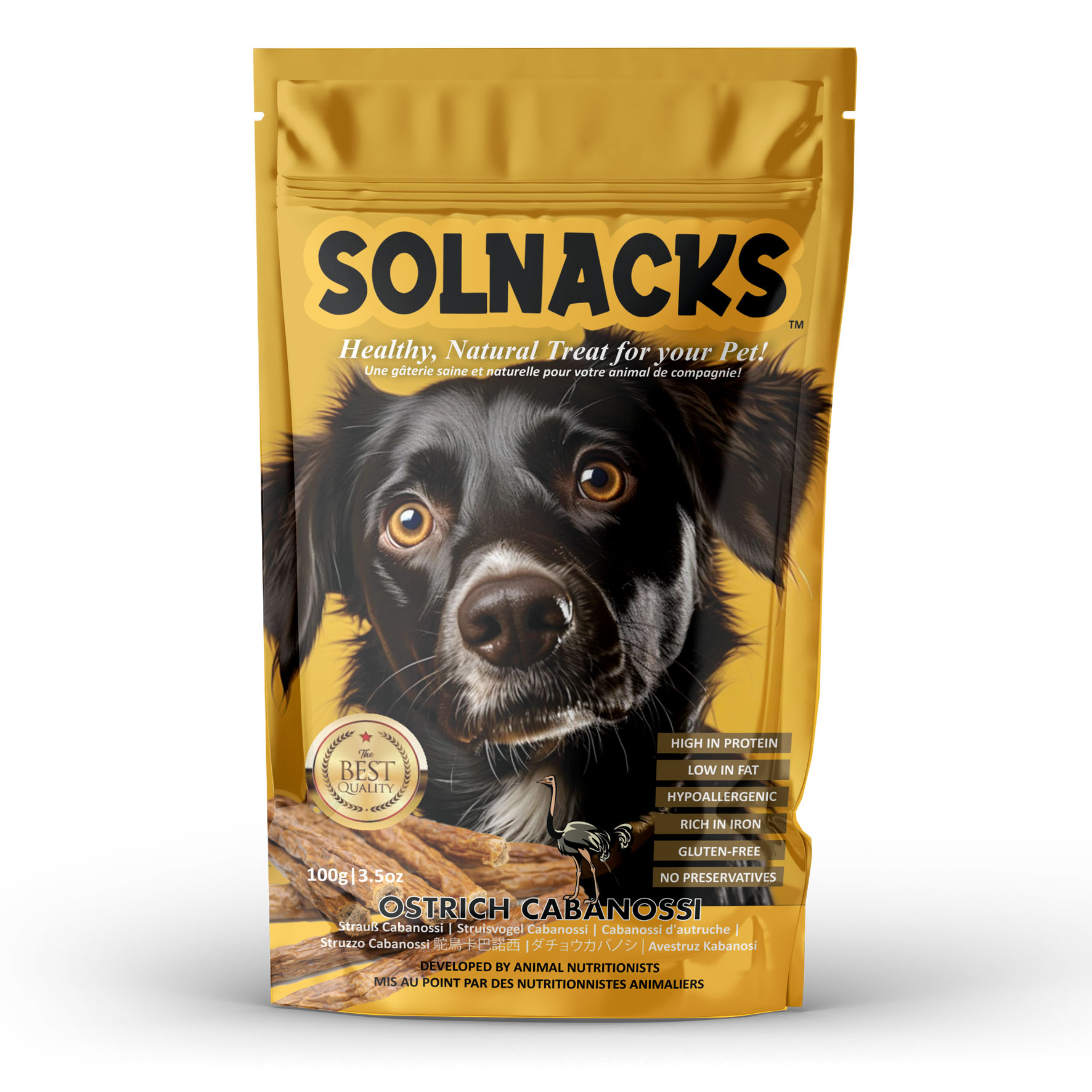 Solnacks Dog - Cabanossi à l'autruche, 100 g