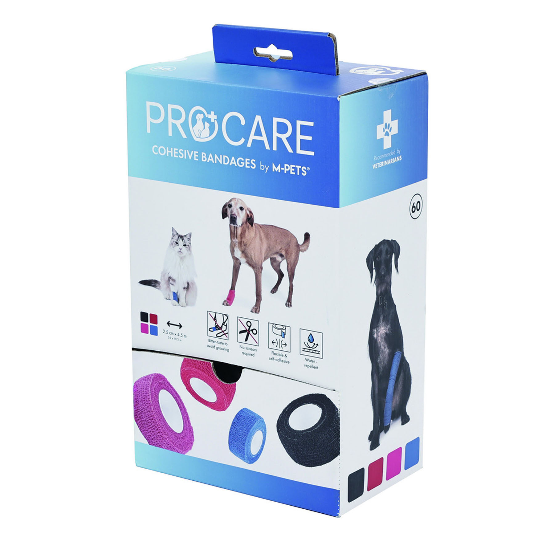 Kit de pansements M-Pets pour chiens et chats, 60 rouleaux, multicolores