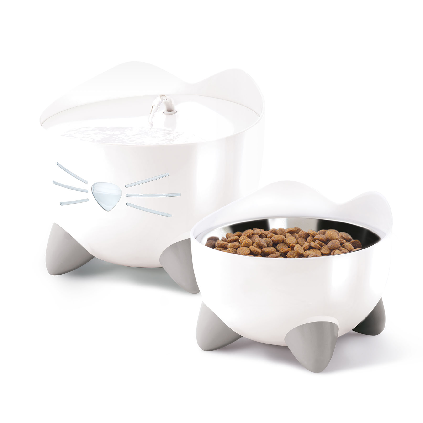 Catit Pixi Combo Pack Trinkbrunnen & Futternapf, weiss