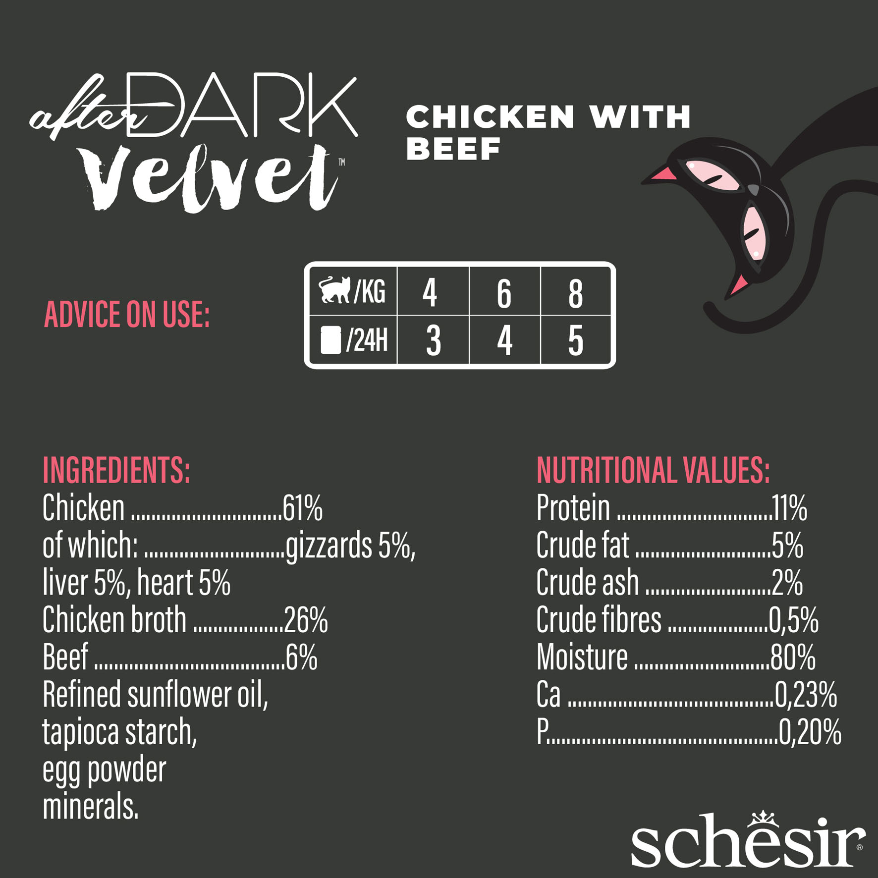 Schesir After Dark Velvet Mousse Huhn mit Rind, 80g
