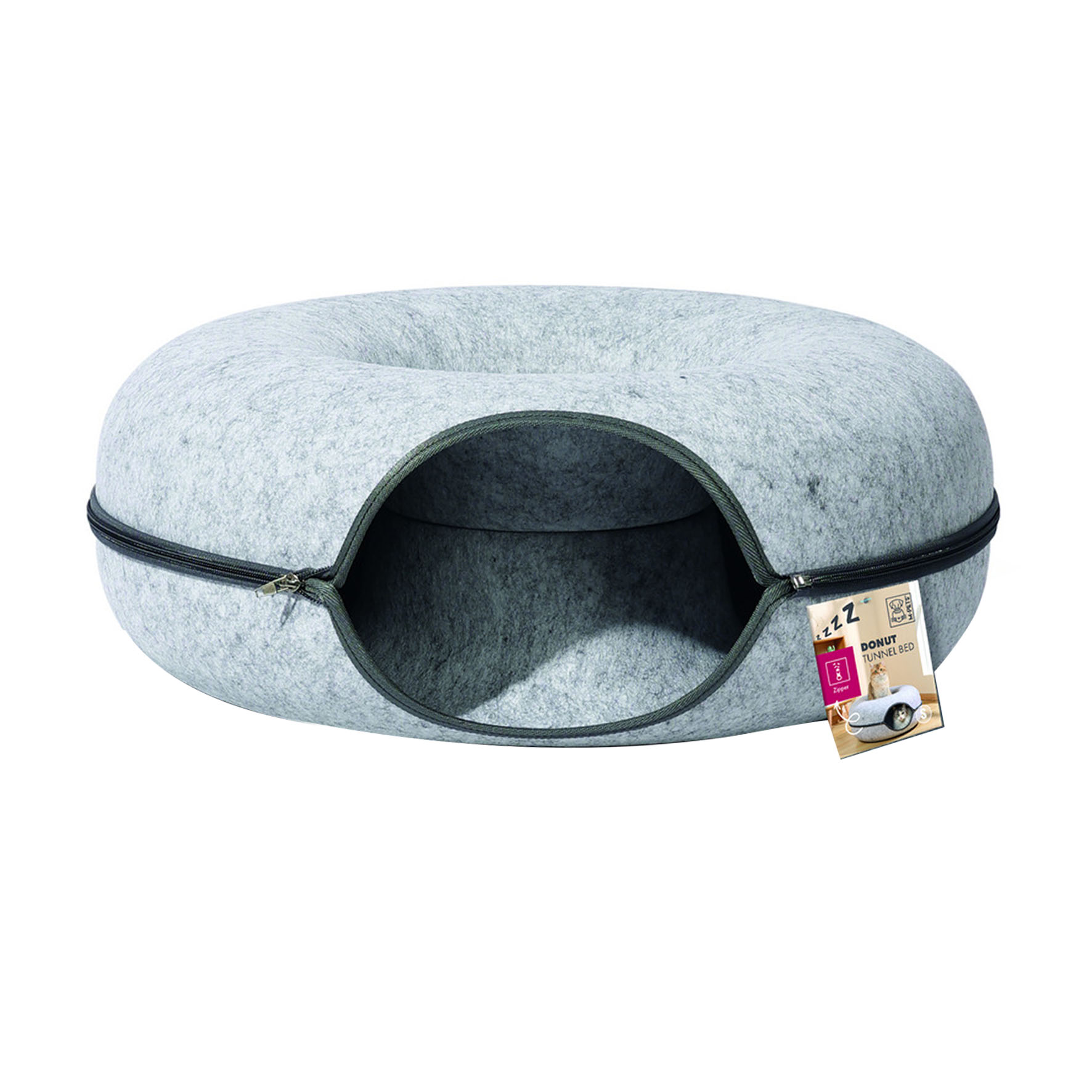 M-Pets Katzentunnel in Donut-Form, klein, 50x50cm, grau