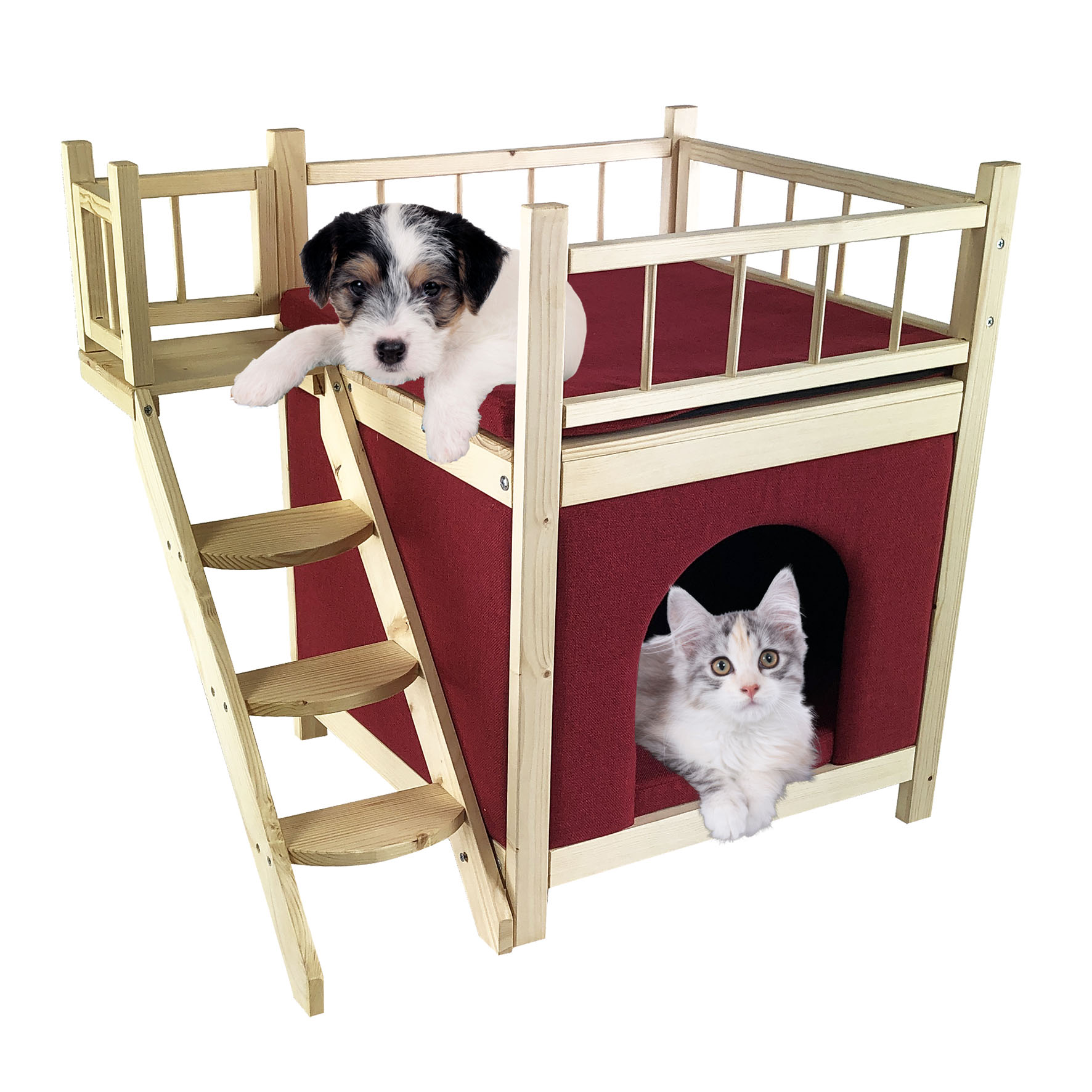 swisspet Hunde- & Katzenhochsitz Asa – aus Holz, rot