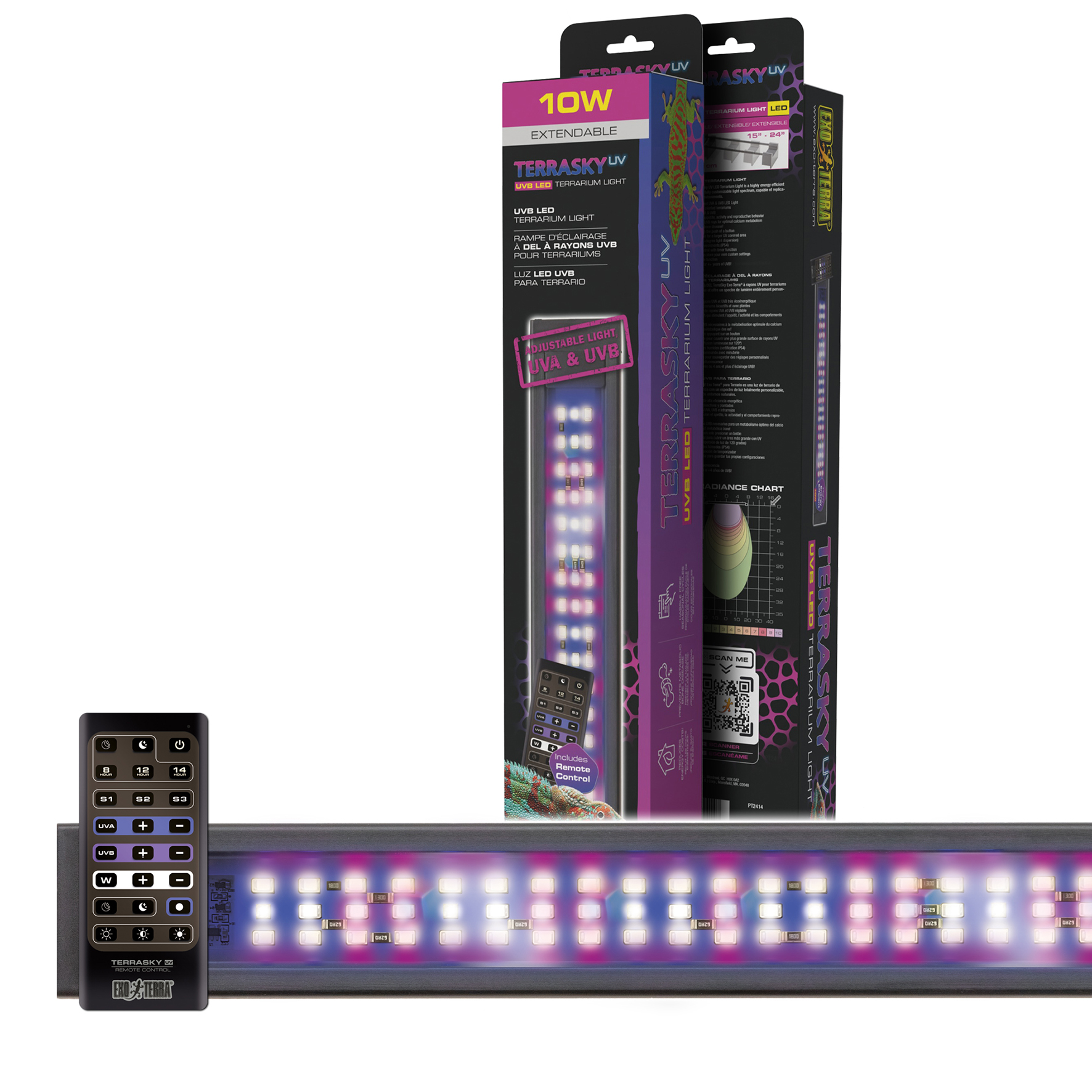 L'éclairage LED UV pour terrarium Exo Terra TerraSky - réglable de 38 à 60 cm