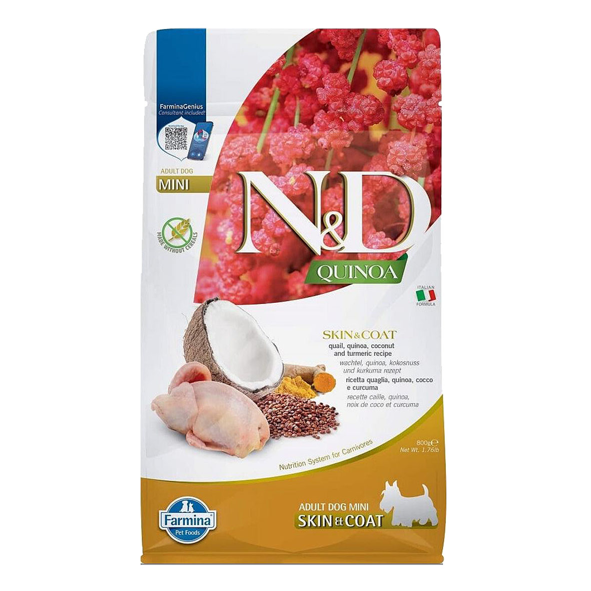 Farmina Quinoa Skin & Coat Mini Wachtel & Kokos, 800g